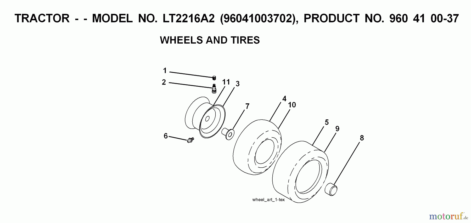 Jonsered Rasen und Garten Traktoren LT2216 A2 (96041003702) - Jonsered Lawn & Garden Tractor (2008-01) WHEELS TIRES