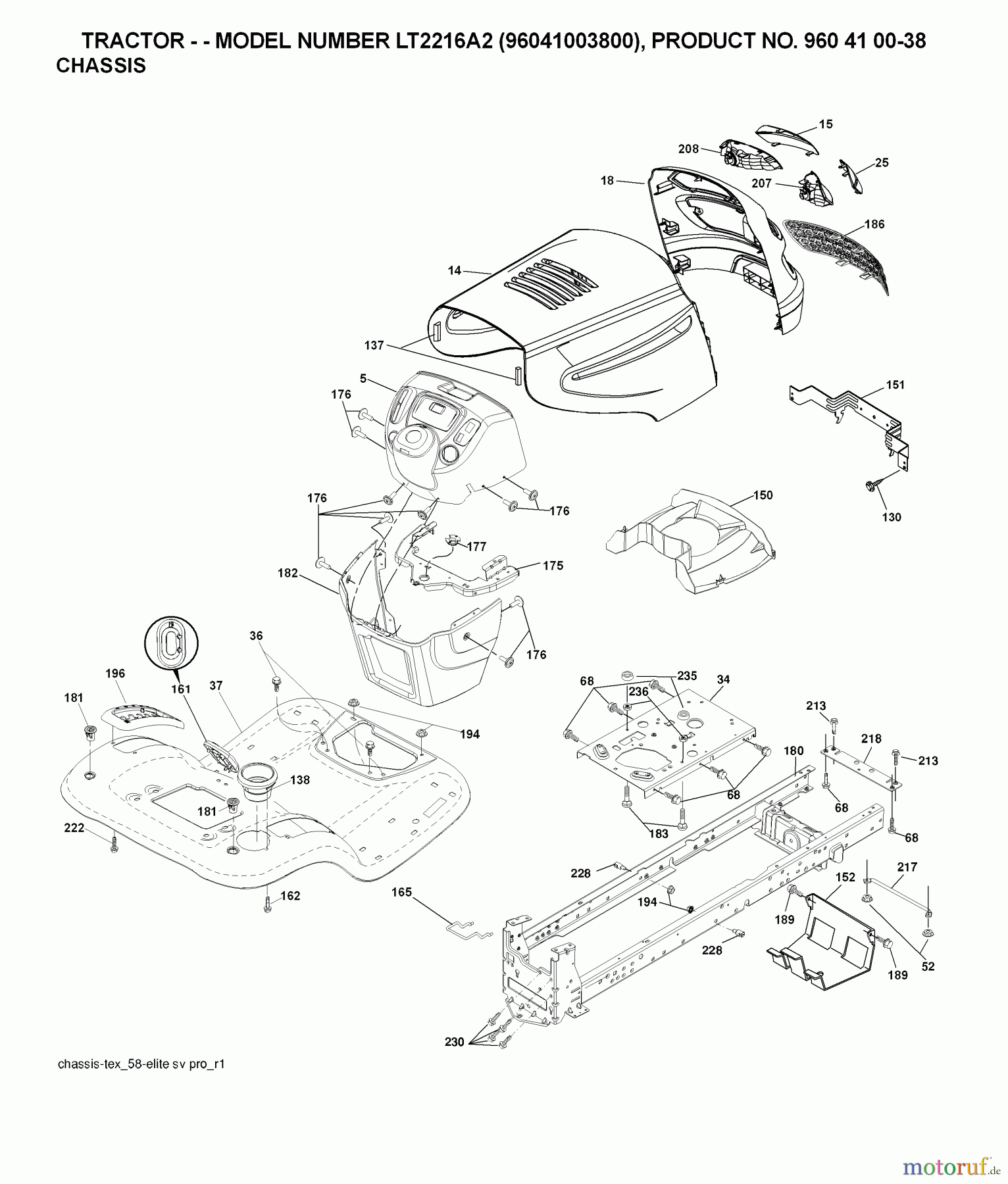 Jonsered Rasen und Garten Traktoren LT2216 A2 (96041003800) - Jonsered Lawn & Garden Tractor (2007-04) CHASSIS ENCLOSURES