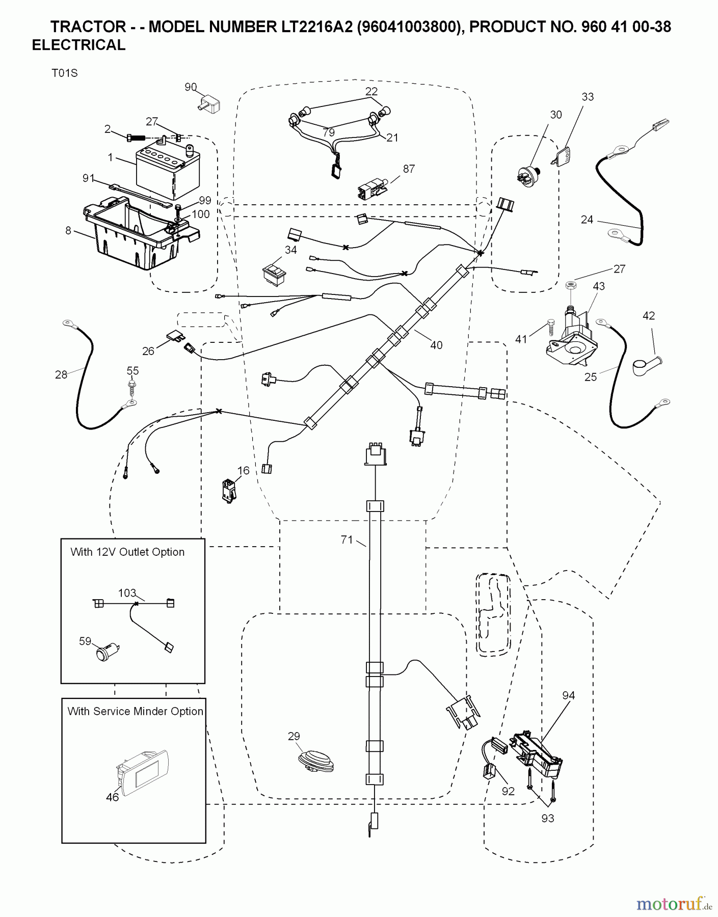 Jonsered Rasen und Garten Traktoren LT2216 A2 (96041003800) - Jonsered Lawn & Garden Tractor (2007-04) ELECTRICAL