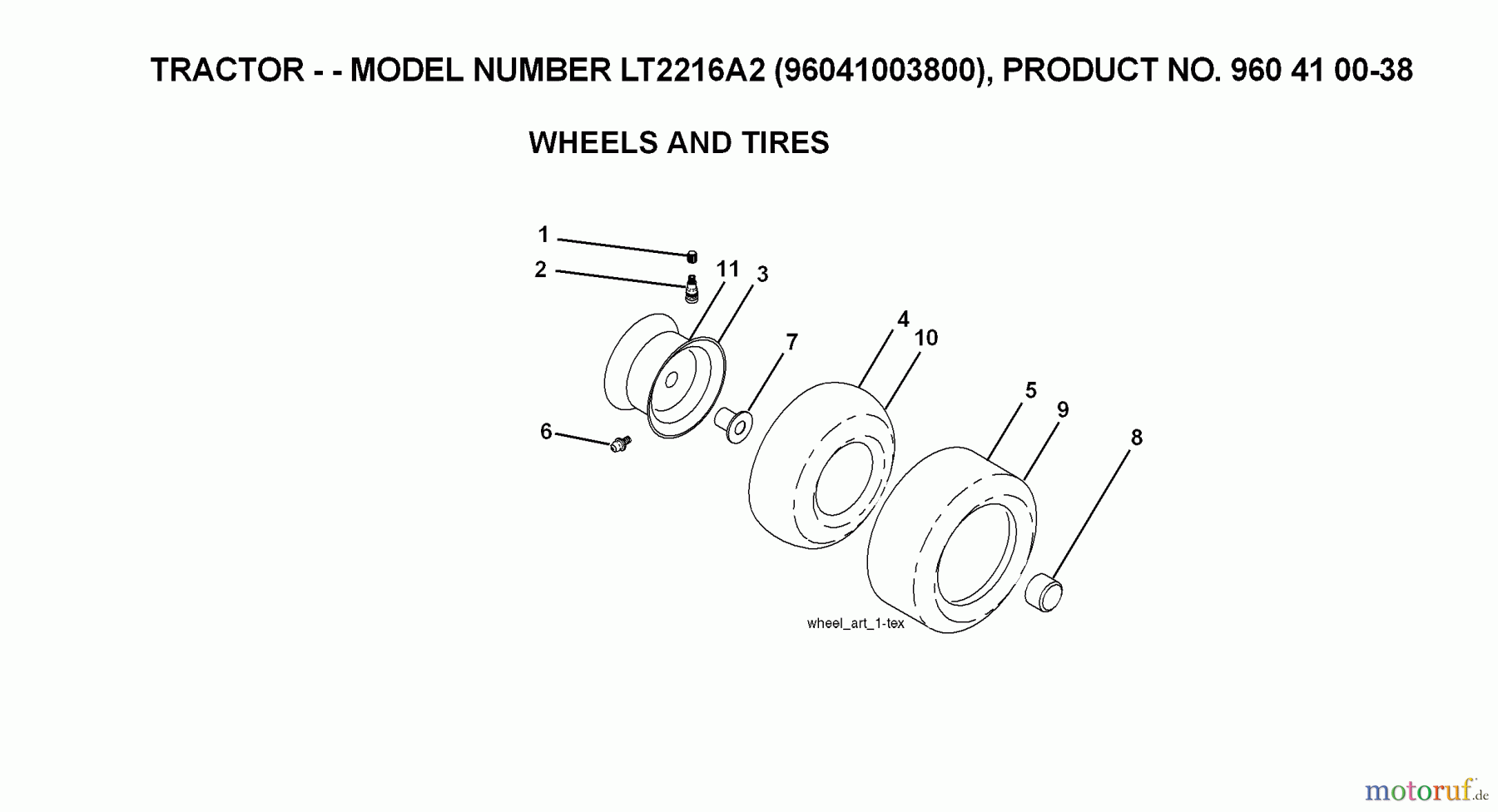 Jonsered Rasen und Garten Traktoren LT2216 A2 (96041003800) - Jonsered Lawn & Garden Tractor (2007-04) WHEELS TIRES