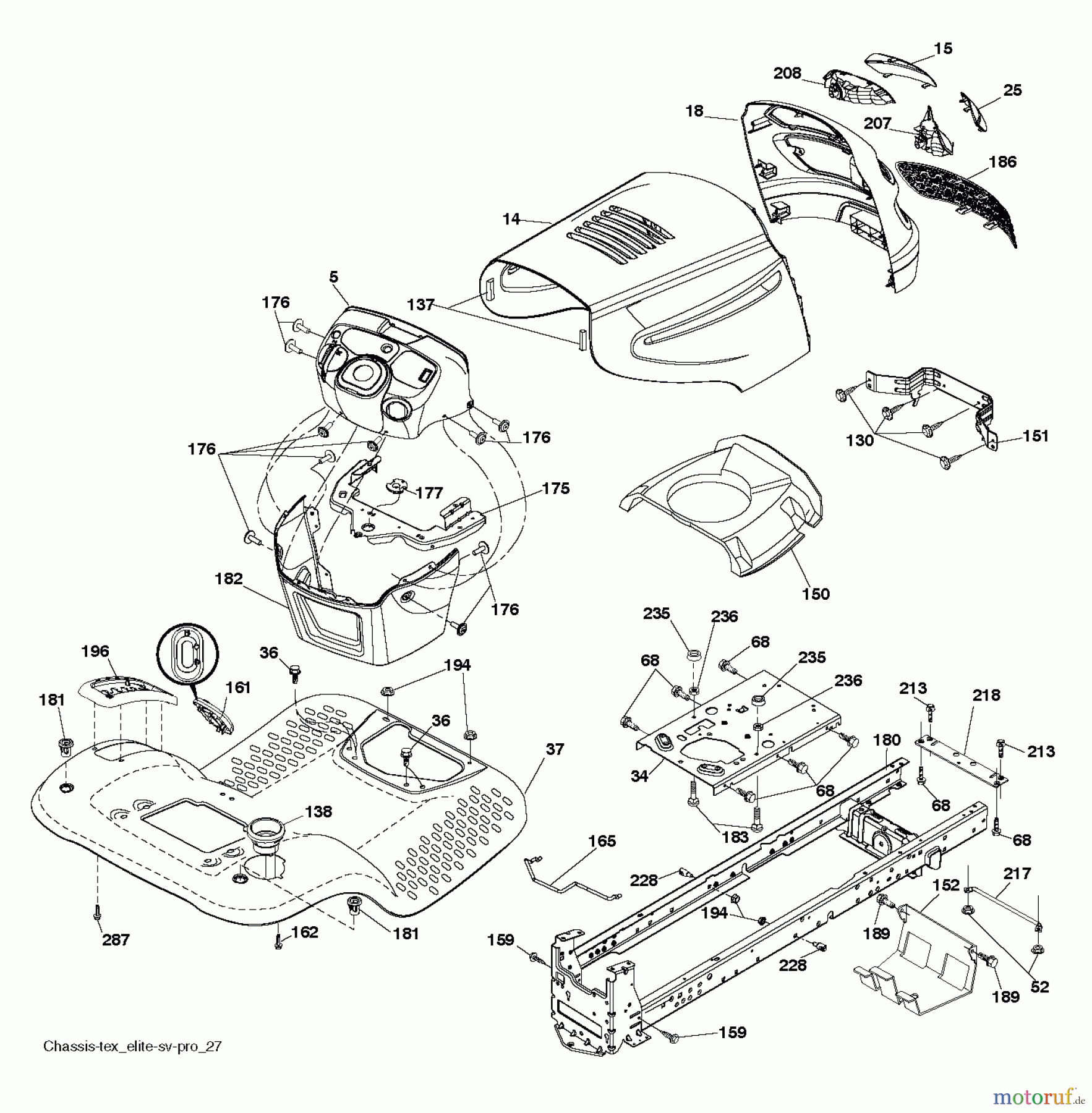 Jonsered Rasen und Garten Traktoren LT2216 A2 (96041015600) - Jonsered Lawn & Garden Tractor (2010-02) CHASSIS ENCLOSURES
