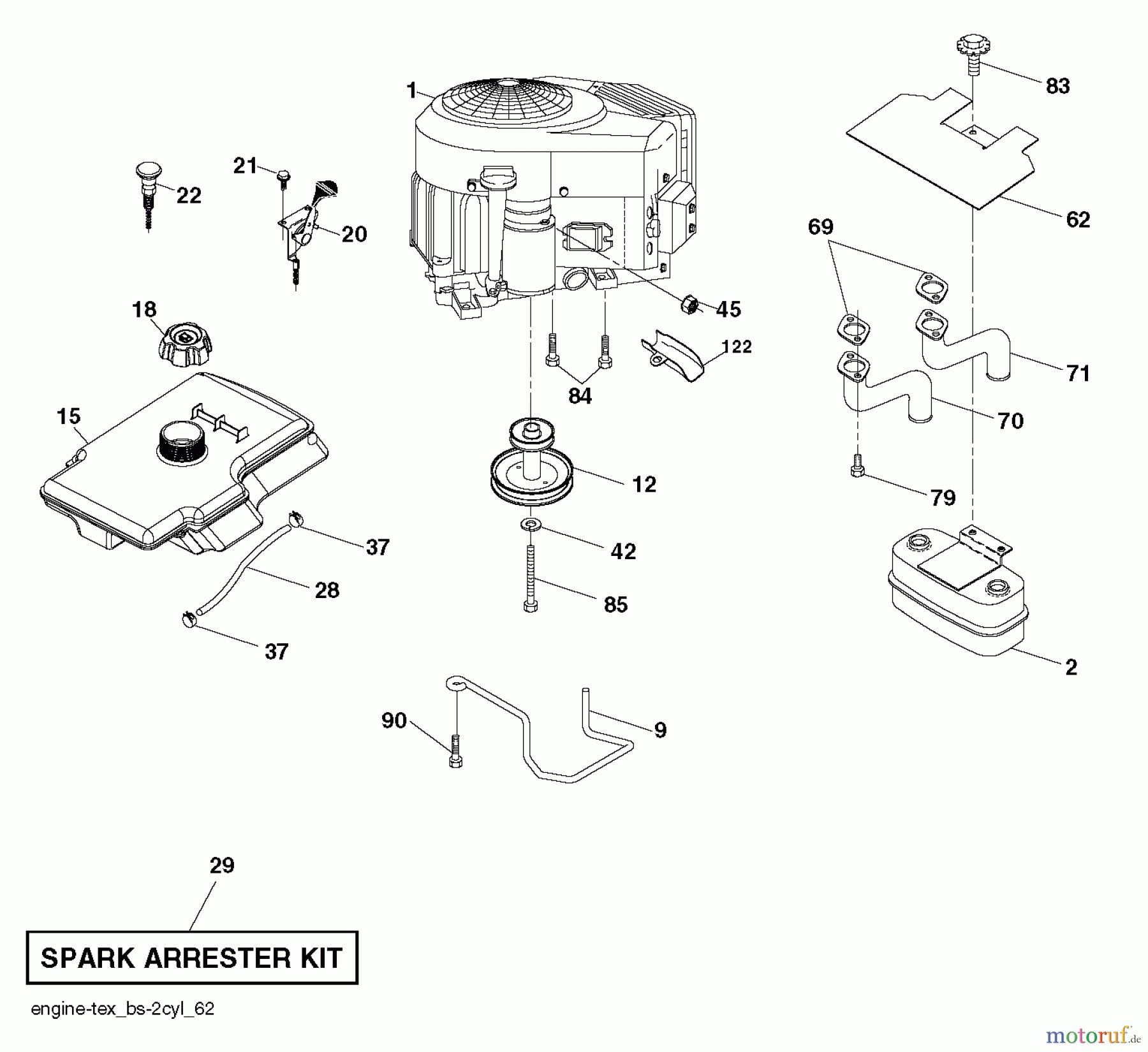 Jonsered Rasen und Garten Traktoren LT2216 A2 (96041015600) - Jonsered Lawn & Garden Tractor (2010-02) ENGINE