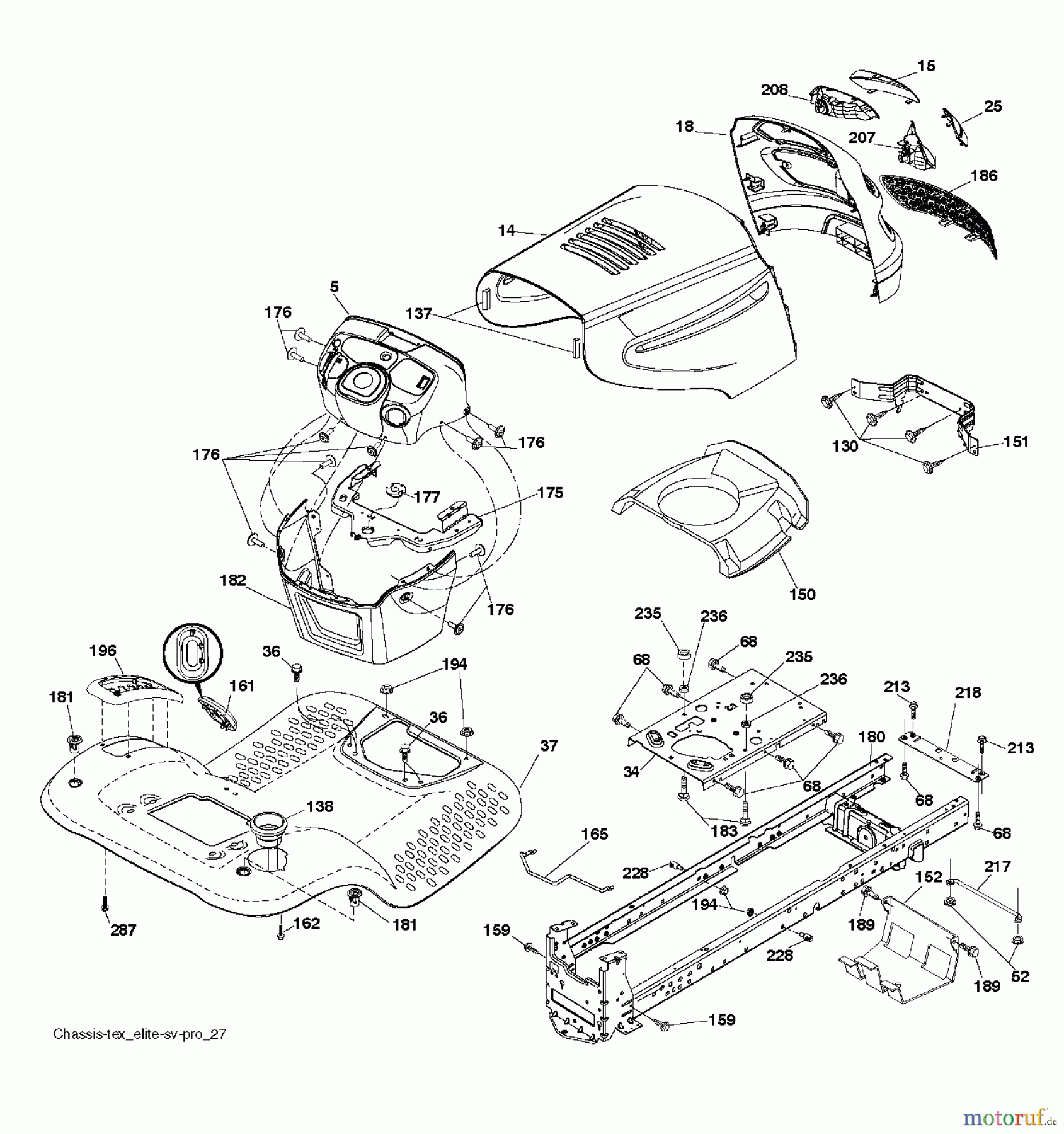 Jonsered Rasen und Garten Traktoren LT2216 A2 (96041015601) - Jonsered Lawn & Garden Tractor (2010-09) CHASSIS ENCLOSURES