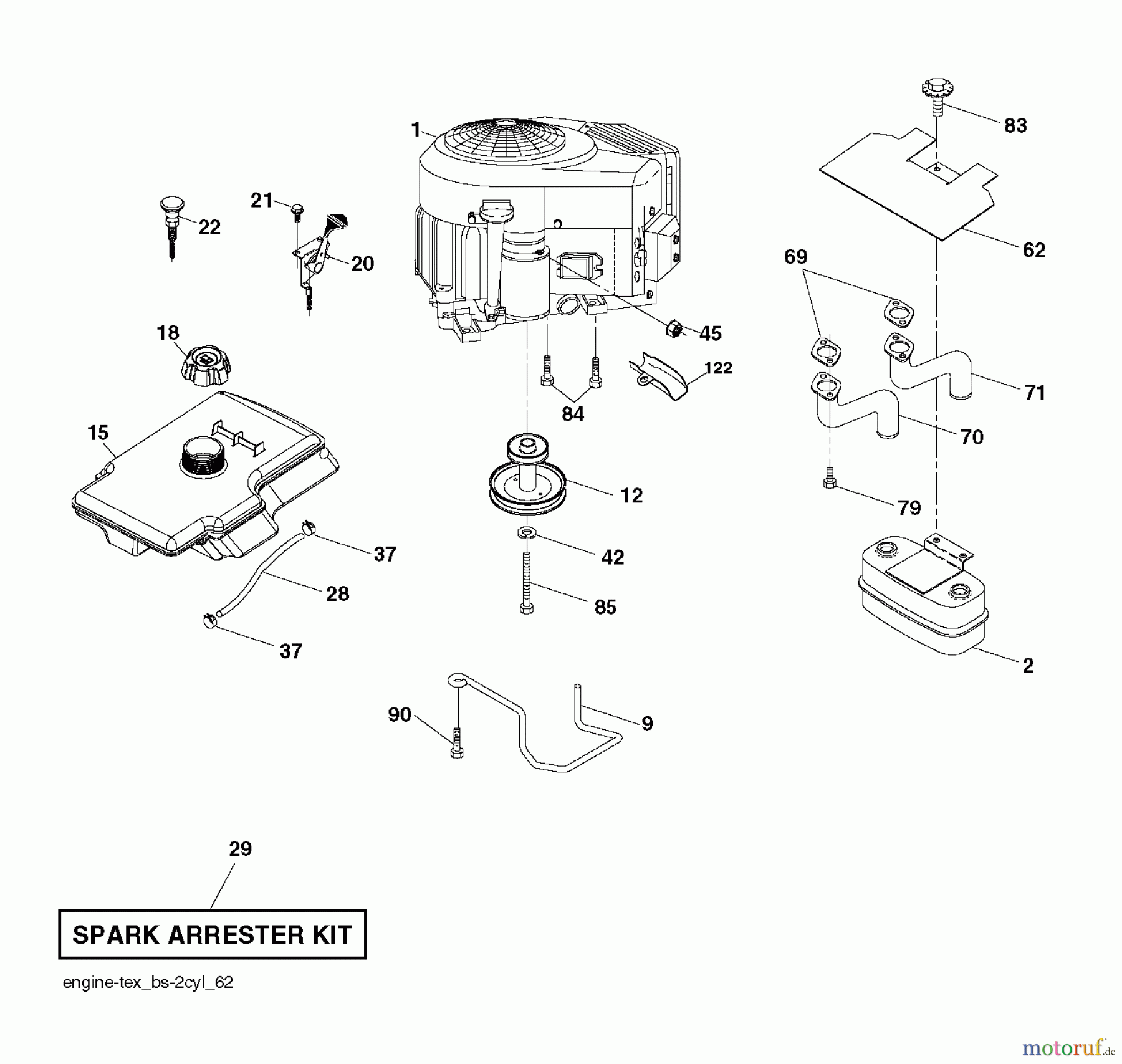 Jonsered Rasen und Garten Traktoren LT2216 A2 (96041015601) - Jonsered Lawn & Garden Tractor (2010-09) ENGINE