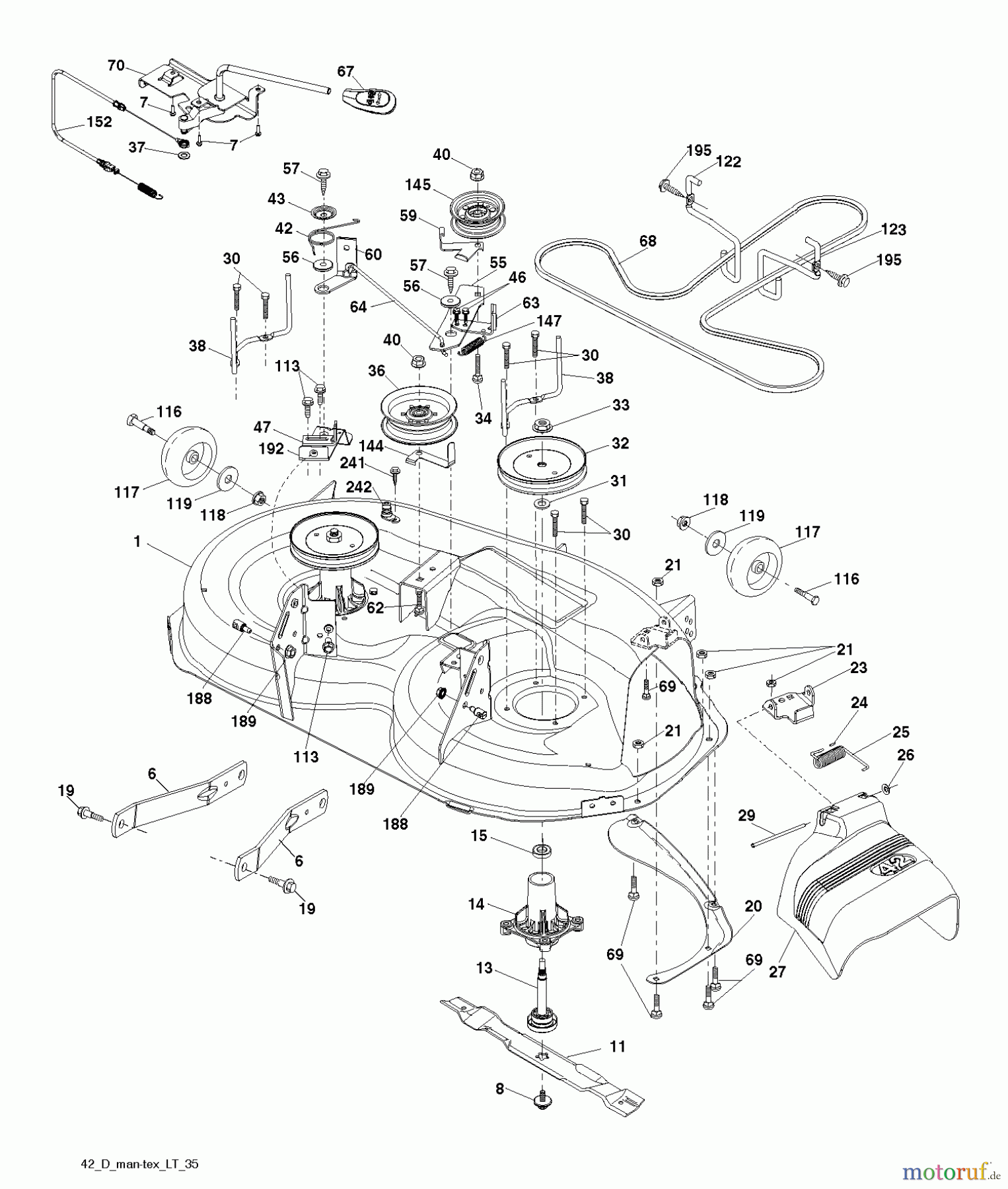Jonsered Rasen und Garten Traktoren LT2216 A2 (96041015601) - Jonsered Lawn & Garden Tractor (2010-09) MOWER DECK / CUTTING DECK