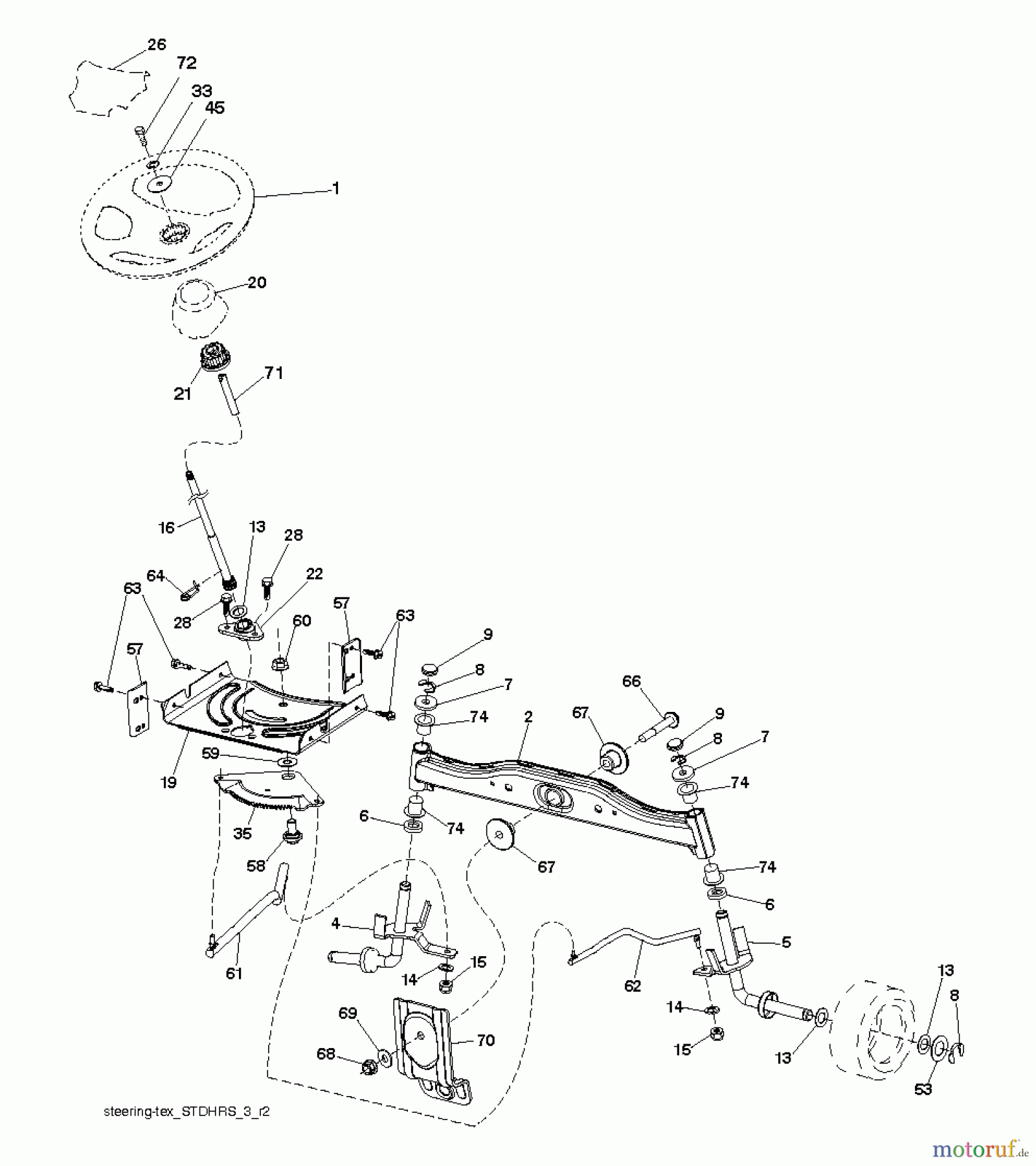 Jonsered Rasen und Garten Traktoren LT2216 A2 (96041015601) - Jonsered Lawn & Garden Tractor (2010-09) STEERING