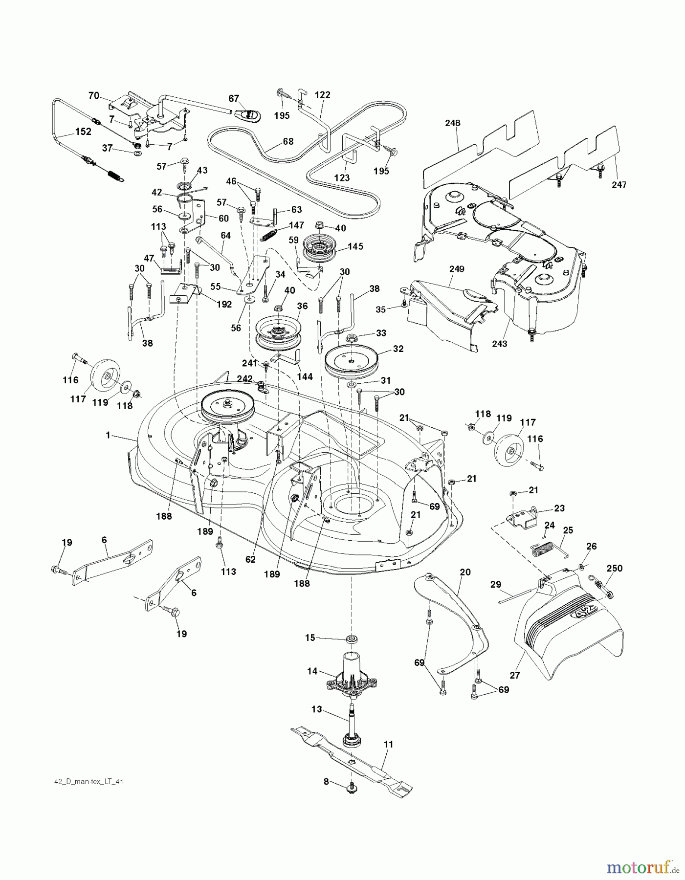 Jonsered Rasen und Garten Traktoren LT2216 A2 (96041018101) - Jonsered Lawn & Garden Tractor (2010-08) MOWER DECK / CUTTING DECK