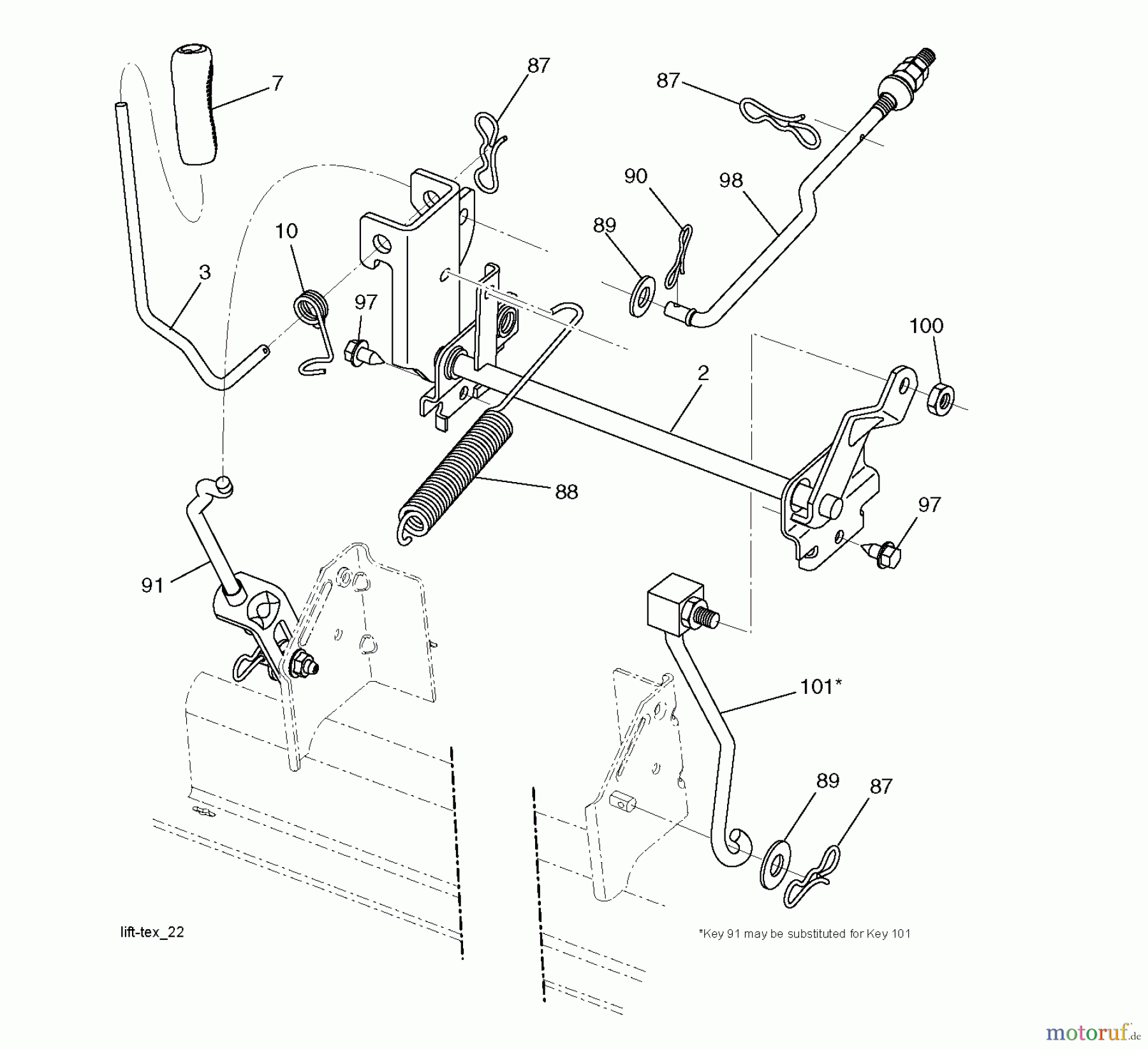 Jonsered Rasen und Garten Traktoren LT2216 A2 (96041018100) - Jonsered Lawn & Garden Tractor (2010-02) MOWER LIFT / DECK LIFT