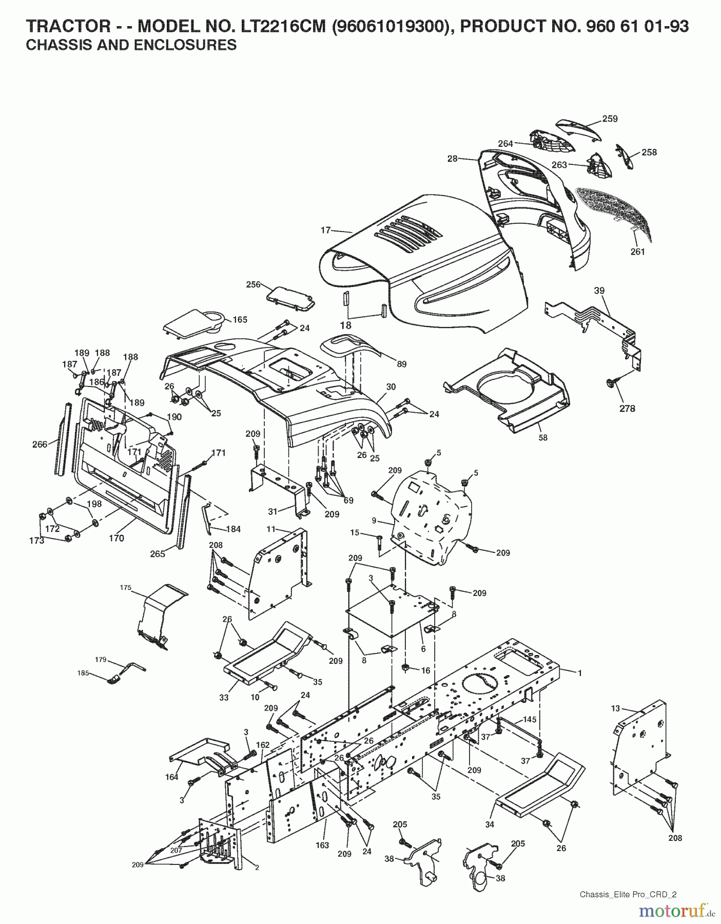 Jonsered Rasen und Garten Traktoren LT2216 CM (96061019300) - Jonsered Lawn & Garden Tractor (2008-07) CHASSIS ENCLOSURES