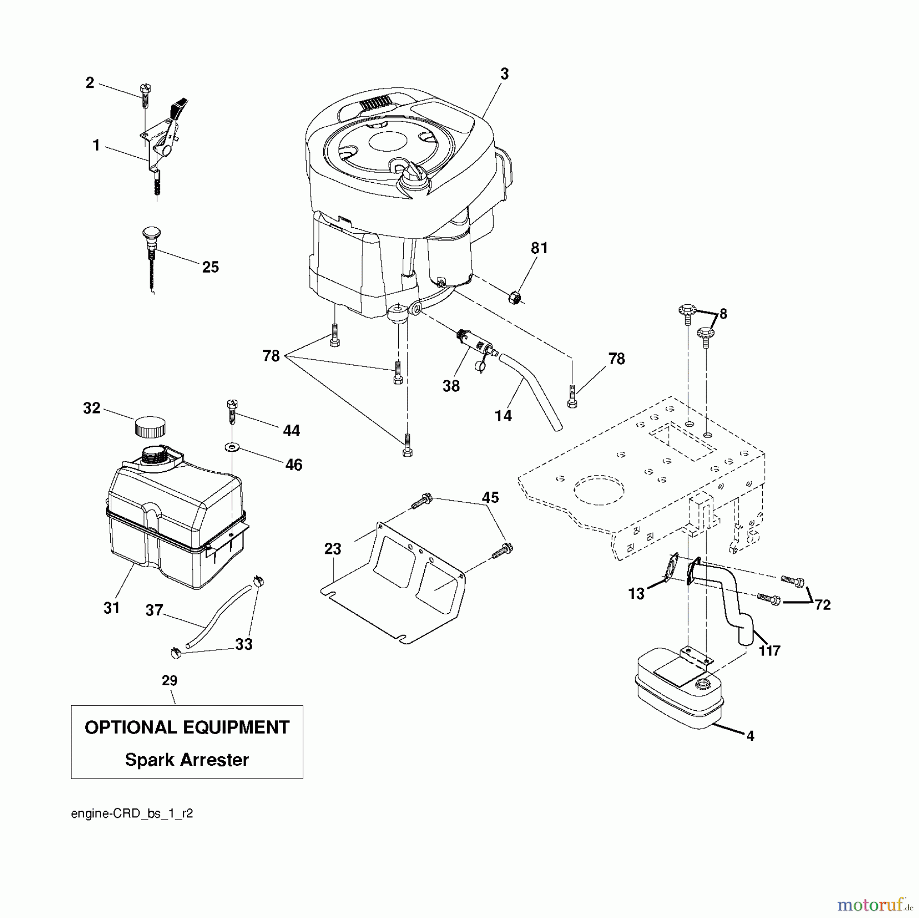 Jonsered Rasen und Garten Traktoren LT2216 CM (96061023600) - Jonsered Lawn & Garden Tractor (2009-01) ENGINE