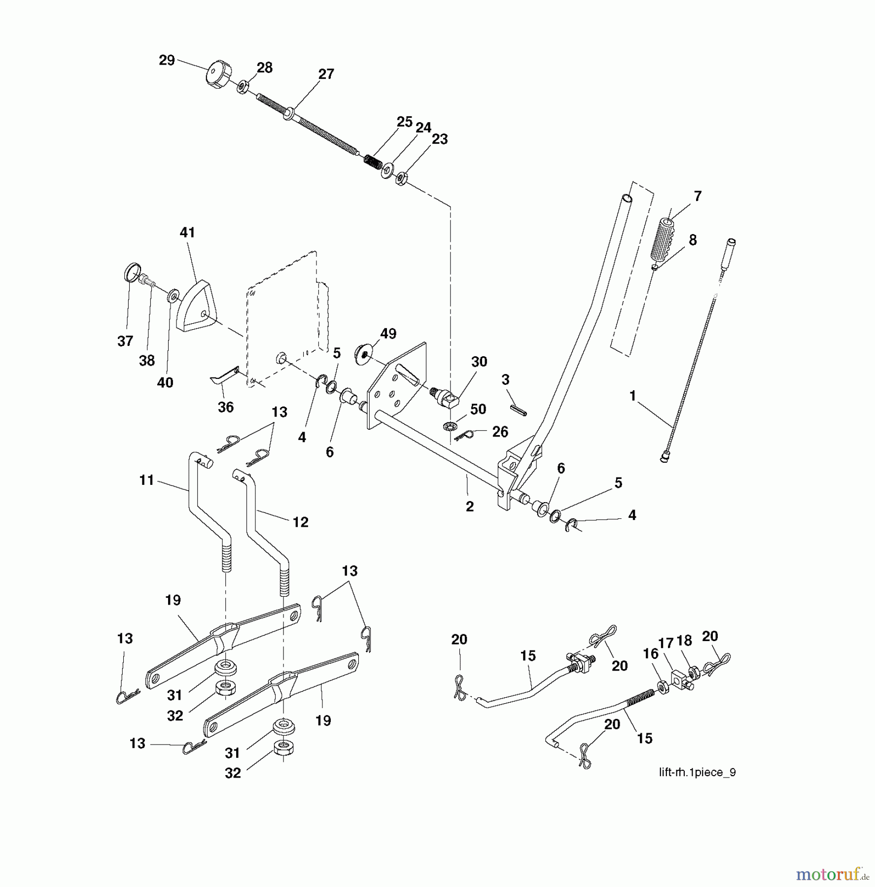 Jonsered Rasen und Garten Traktoren LT2216 CM (96061023600) - Jonsered Lawn & Garden Tractor (2009-01) MOWER LIFT / DECK LIFT
