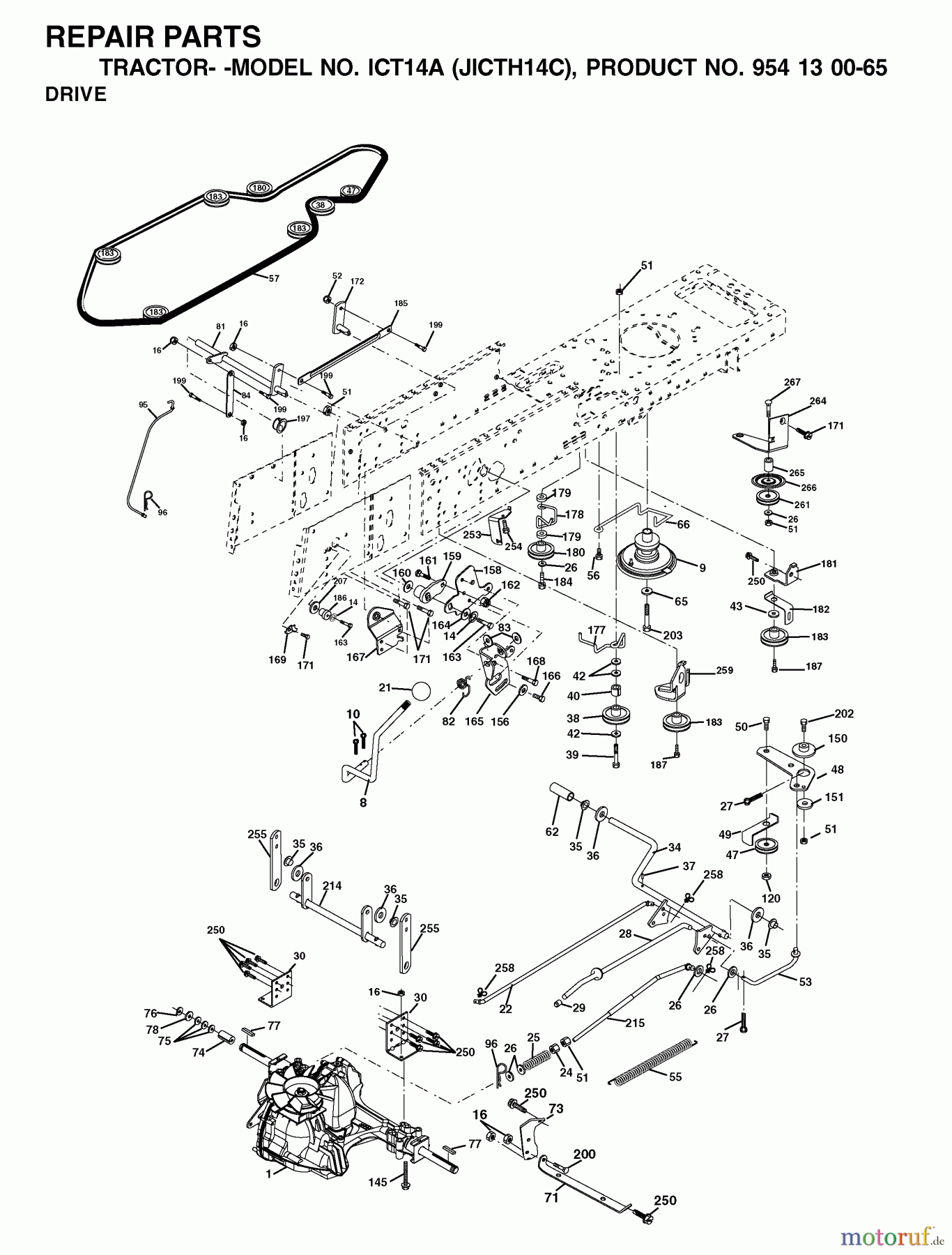 Jonsered Rasen und Garten Traktoren ICT14A (JICTH14C, 954130065) - Jonsered Lawn & Garden Tractor (2002-03) DRIVE