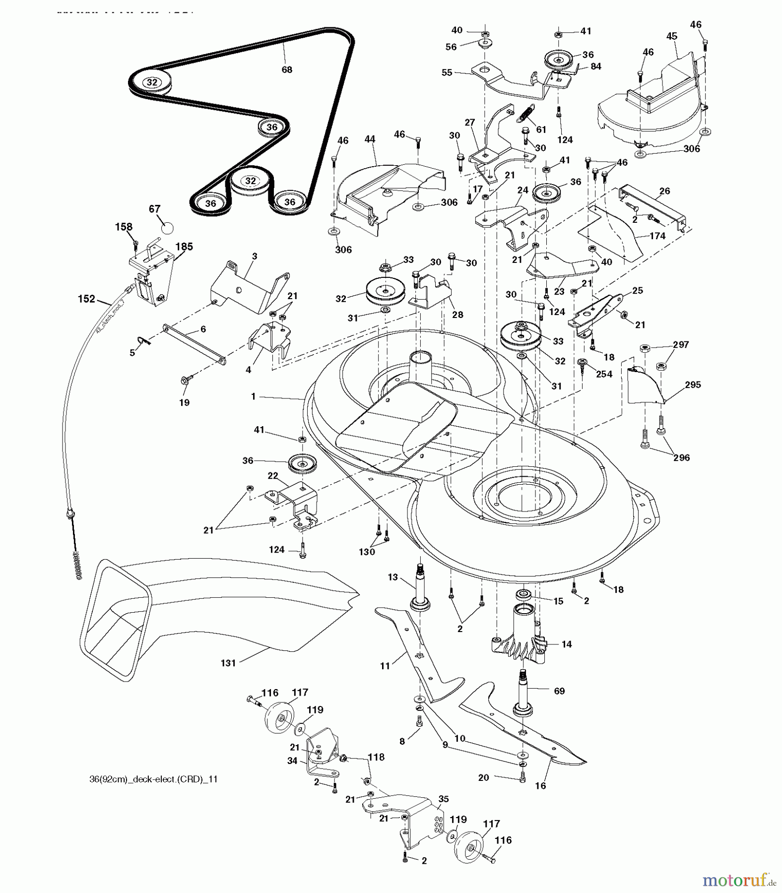 Jonsered Rasen  und Garten Traktoren LT2216 CM (96061023700) - Jonsered Lawn & Garden Tractor (2009-01) MOWER DECK / CUTTING DECK