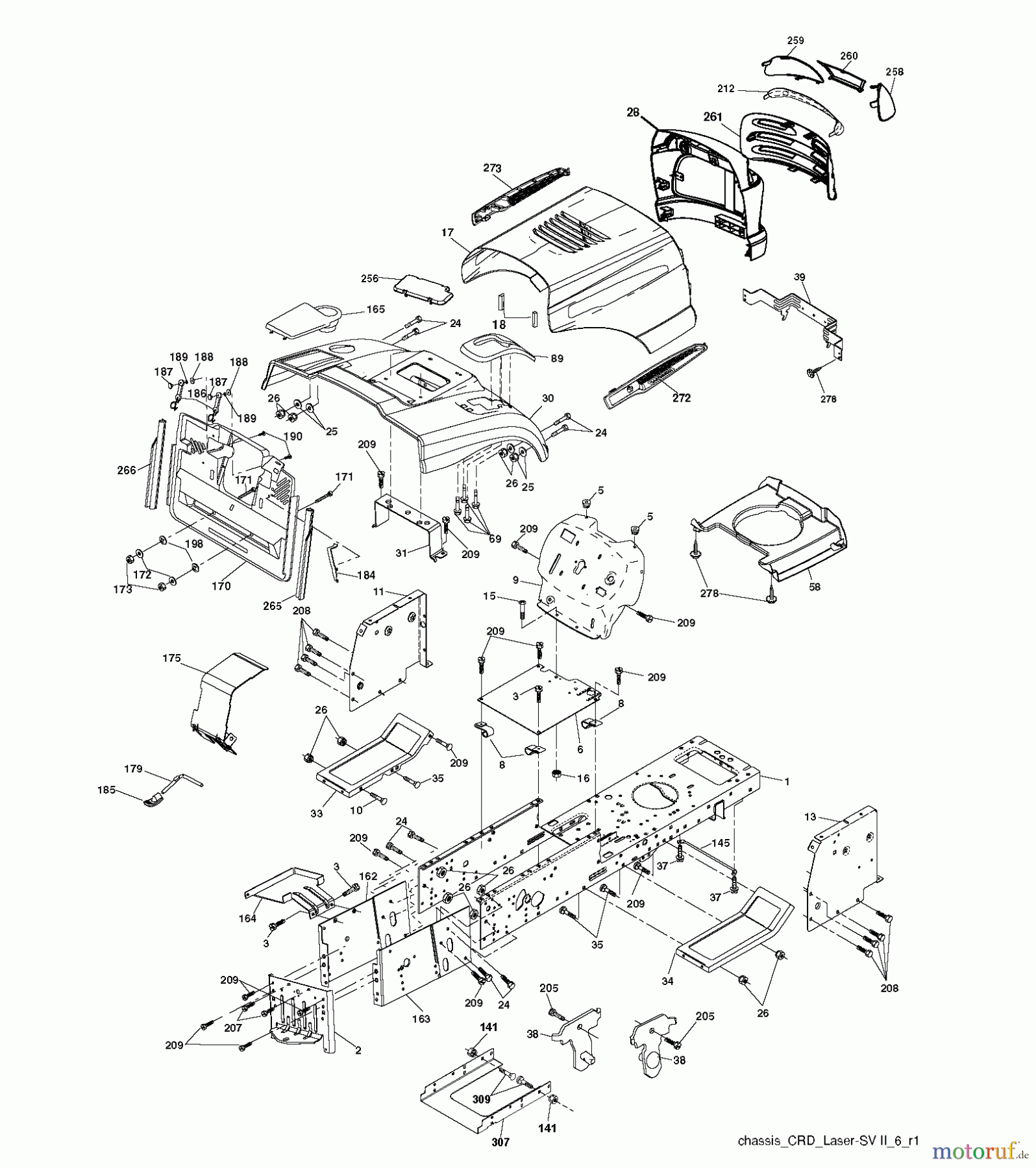 Jonsered Rasen und Garten Traktoren LT2216 CM (96061023701) - Jonsered Lawn & Garden Tractor (2009-01) CHASSIS ENCLOSURES