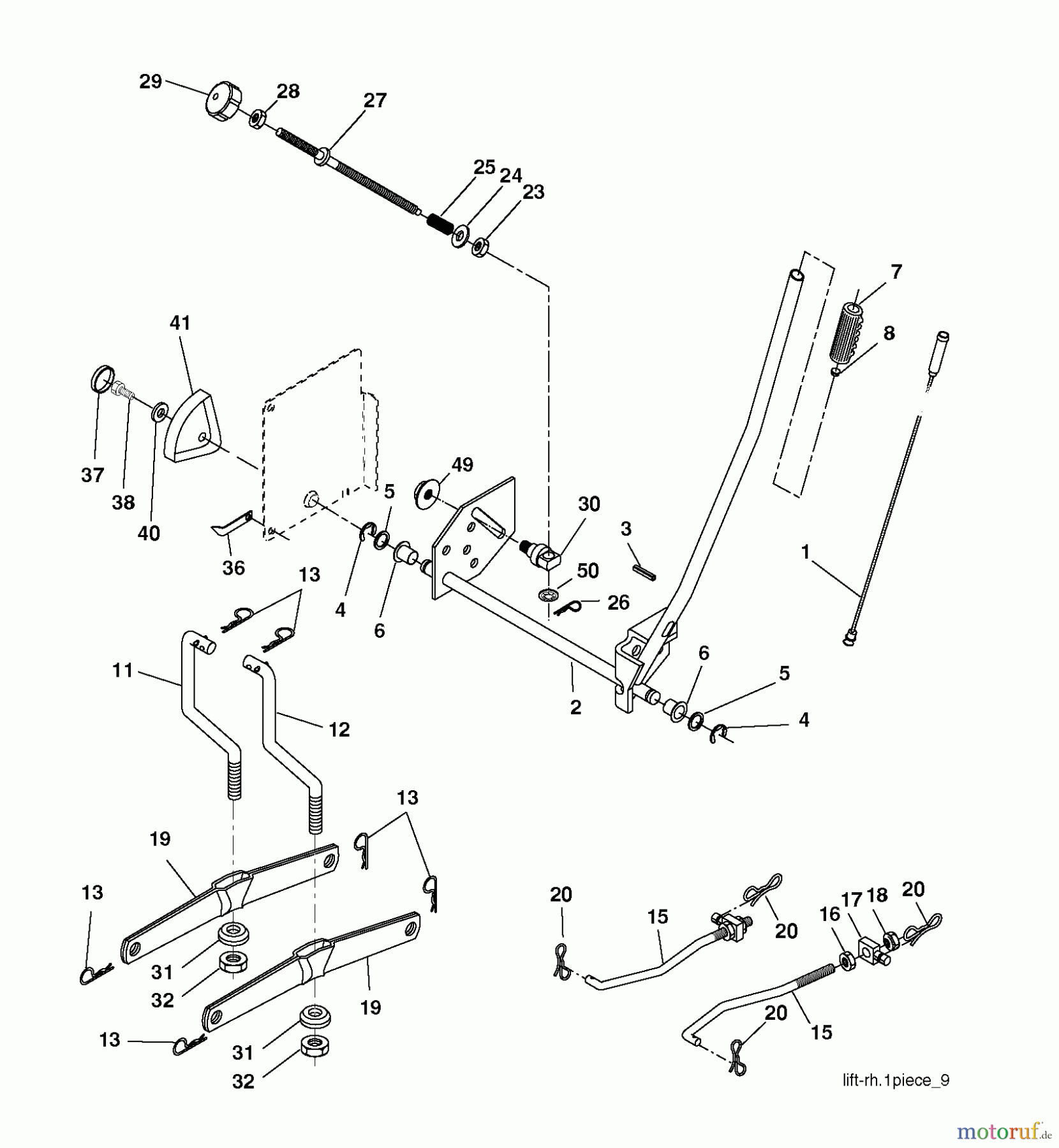 Jonsered Rasen und Garten Traktoren LT2216 CM (96061023701) - Jonsered Lawn & Garden Tractor (2009-01) MOWER LIFT / DECK LIFT
