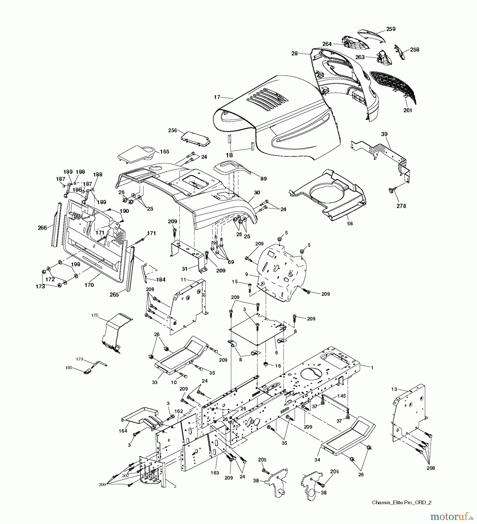 Jonsered Rasen und Garten Traktoren LT2216 CMA2 (96061020302) - Jonsered Lawn & Garden Tractor (2008-01) CHASSIS ENCLOSURES