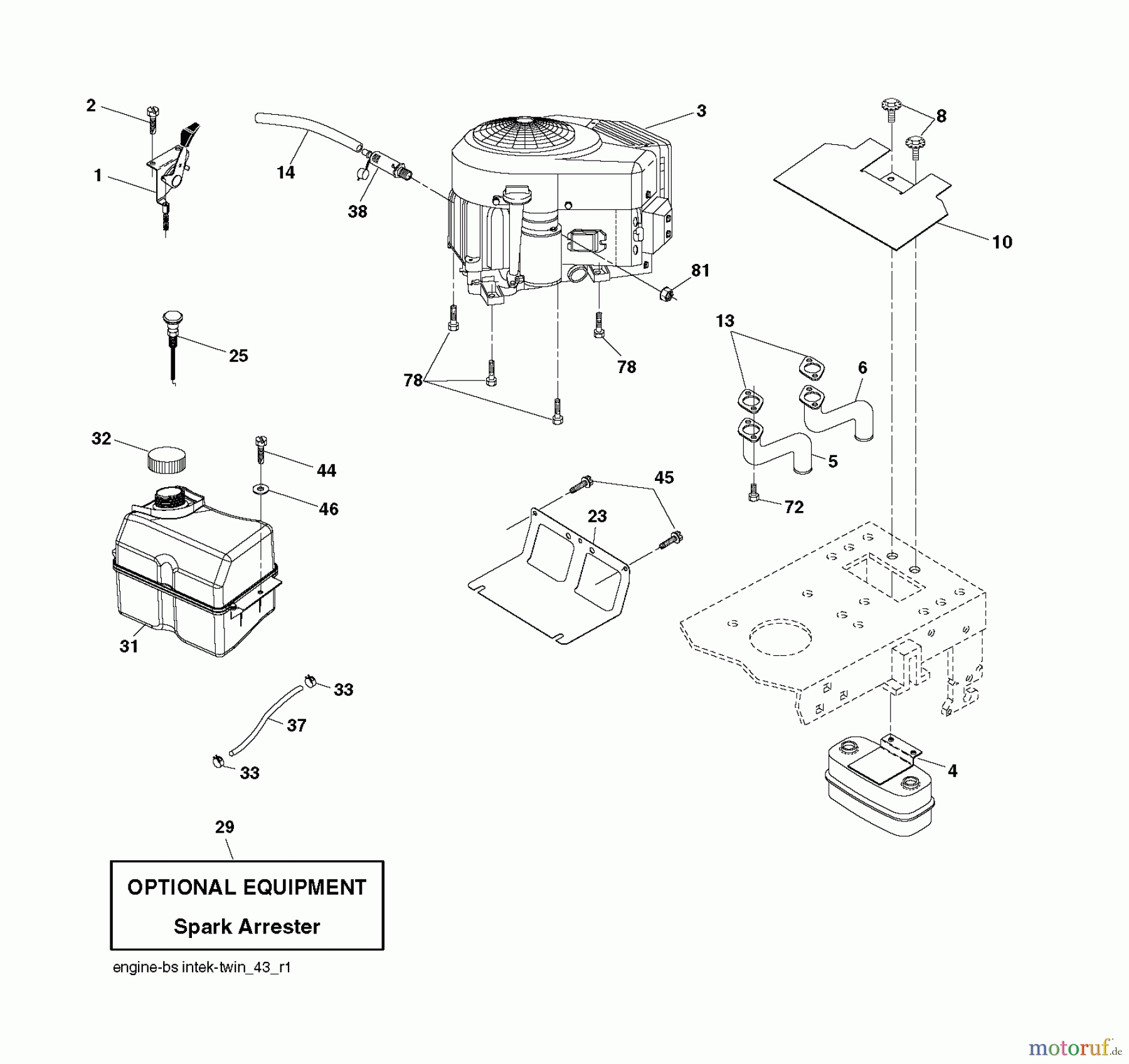 Jonsered Rasen und Garten Traktoren LT2216 CMA2 (96061020302) - Jonsered Lawn & Garden Tractor (2008-01) ENGINE