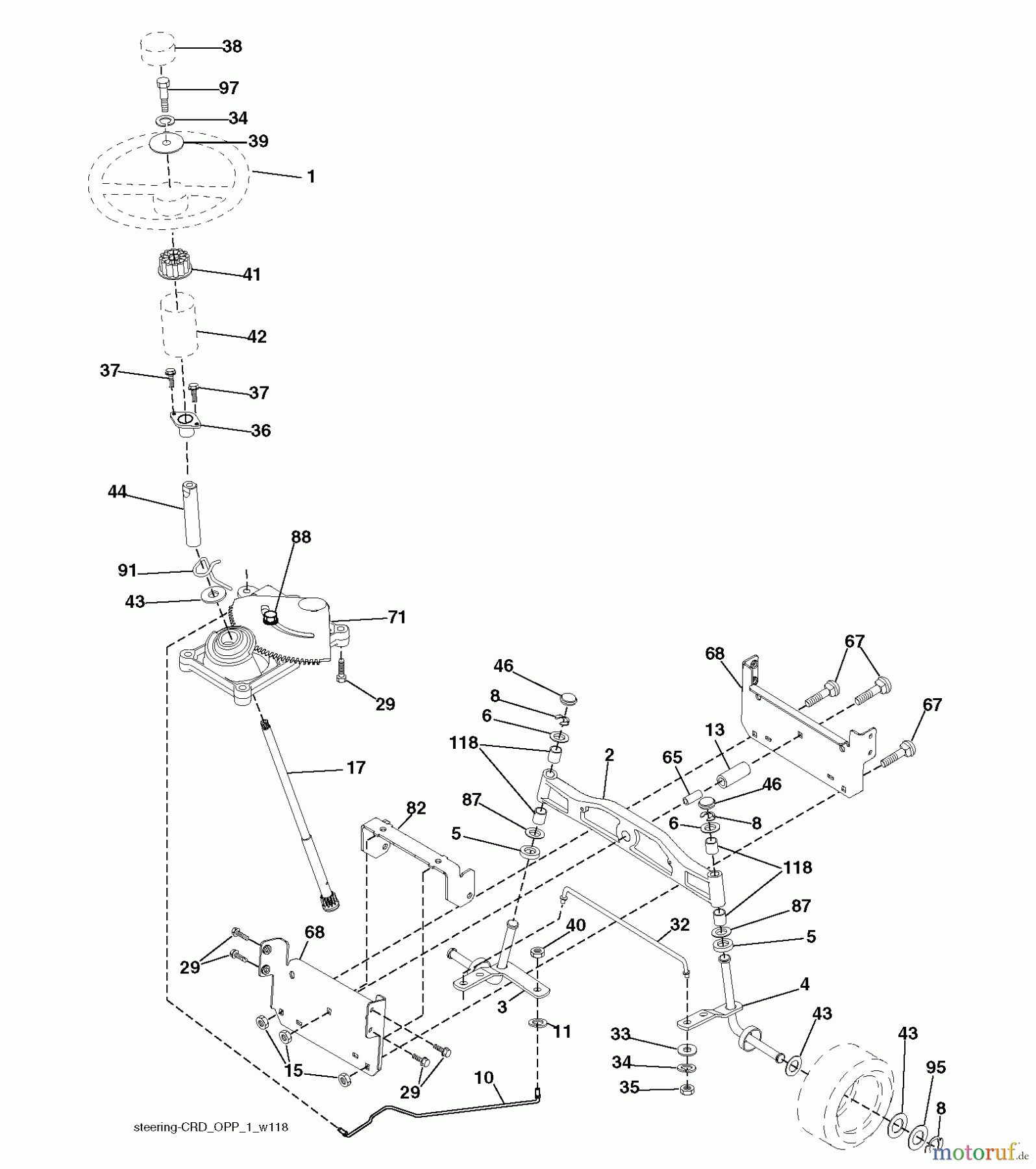 Jonsered Rasen und Garten Traktoren LT2216 CMA2 (96061020302) - Jonsered Lawn & Garden Tractor (2008-01) STEERING
