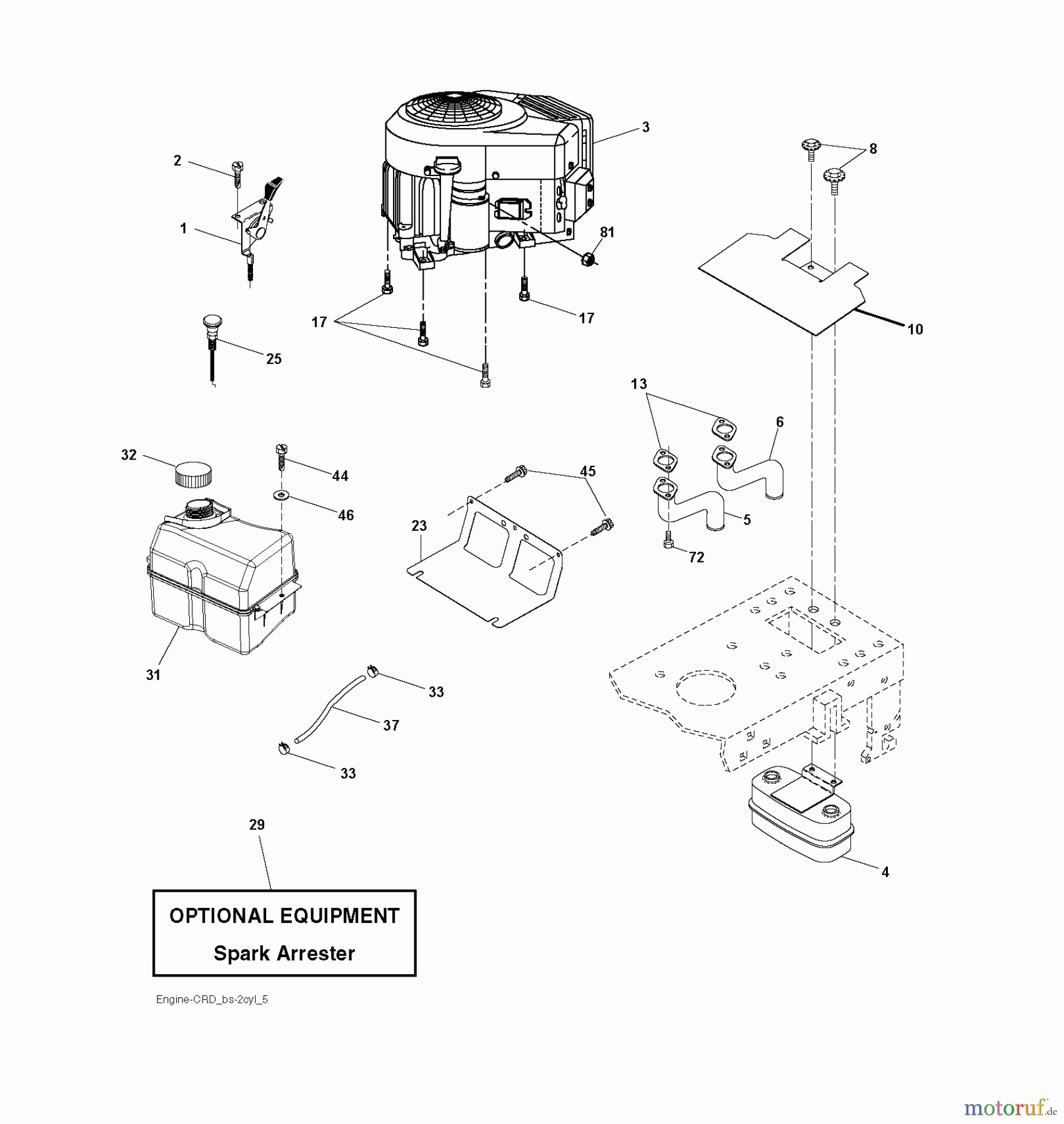 Jonsered Rasen und Garten Traktoren LT2216 CMA2 (96061024500) - Jonsered Lawn & Garden Tractor (2009-01) ENGINE