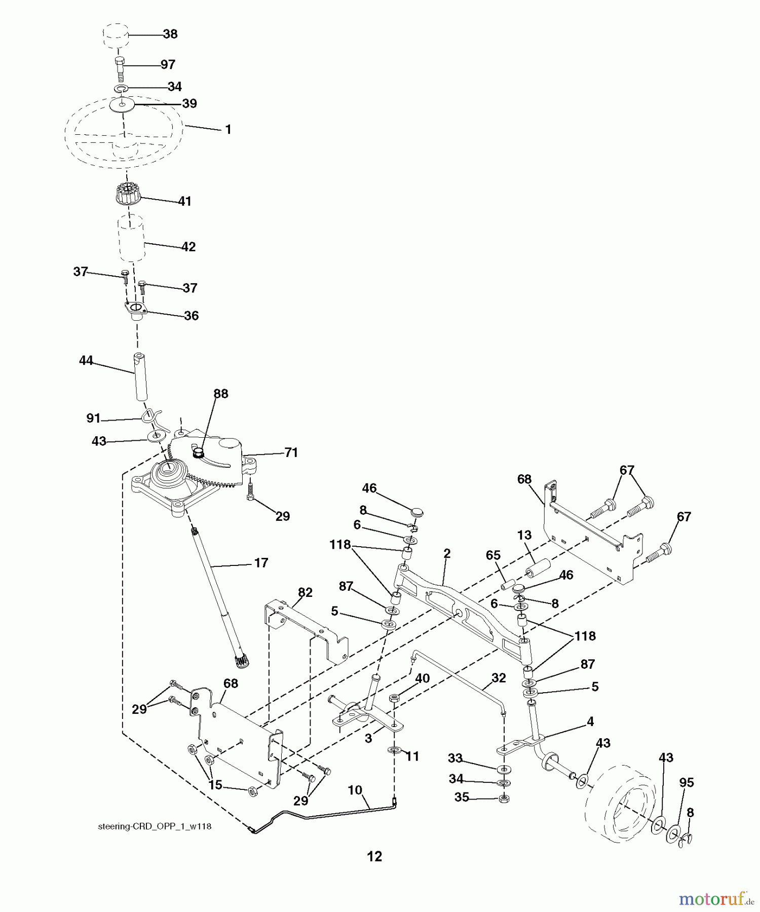 Jonsered Rasen und Garten Traktoren LT2216 CMA2 (96061024500) - Jonsered Lawn & Garden Tractor (2009-01) STEERING
