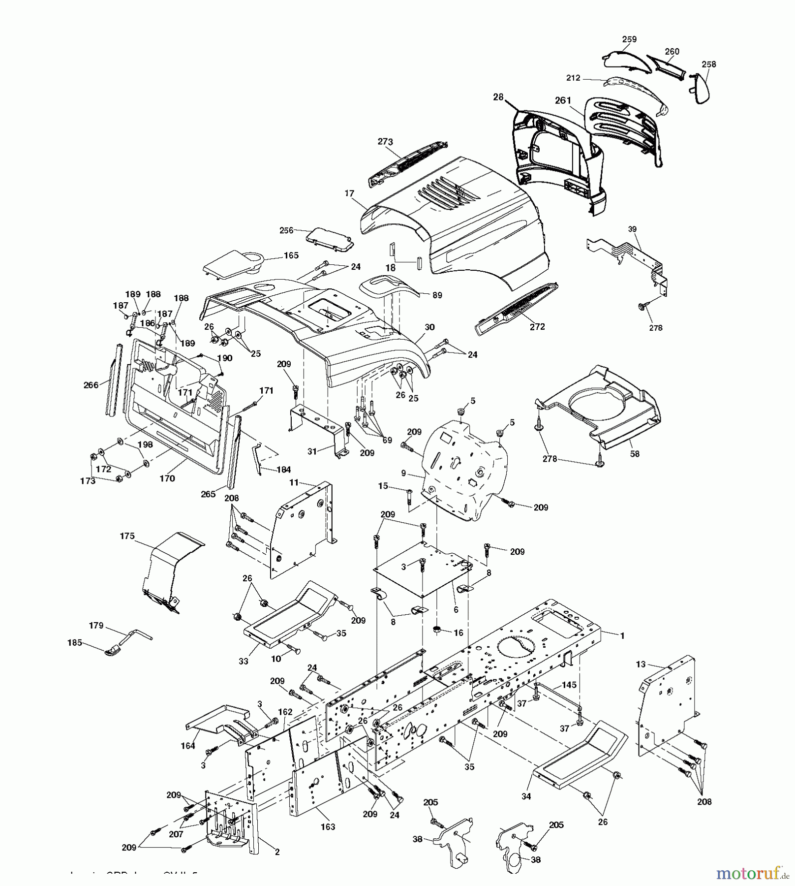 Jonsered Rasen und Garten Traktoren LT2216 CMA2 (96061028200) - Jonsered Lawn & Garden Tractor (2010-01) CHASSIS ENCLOSURES