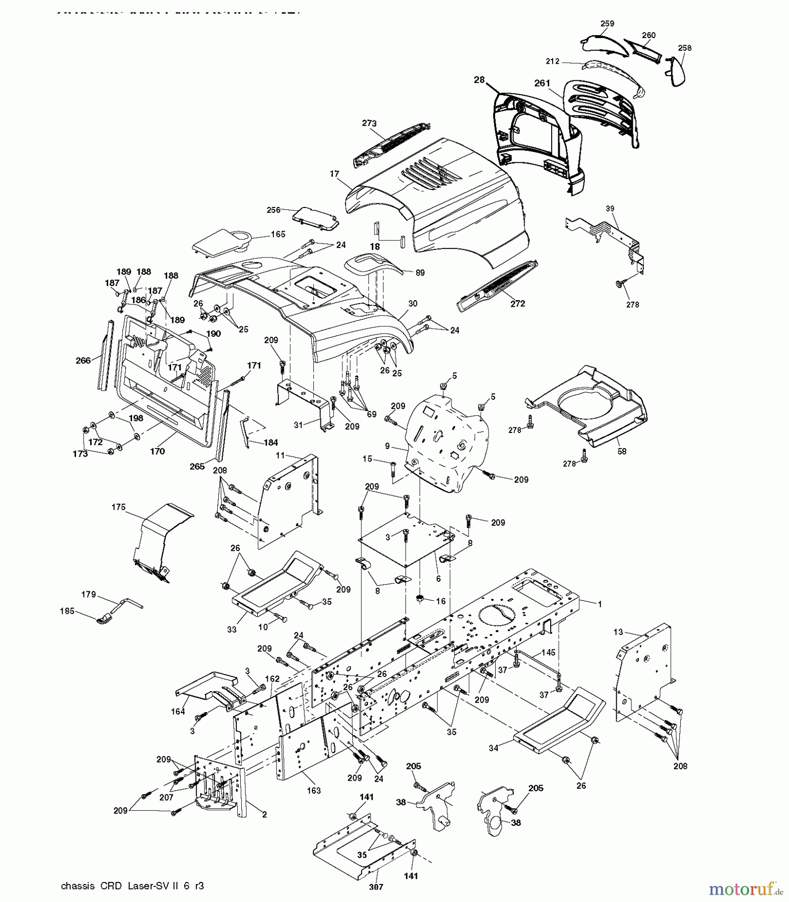 Jonsered Rasen und Garten Traktoren LT2216 CMA2 (96061028300) - Jonsered Lawn & Garden Tractor (2010-01) CHASSIS ENCLOSURES