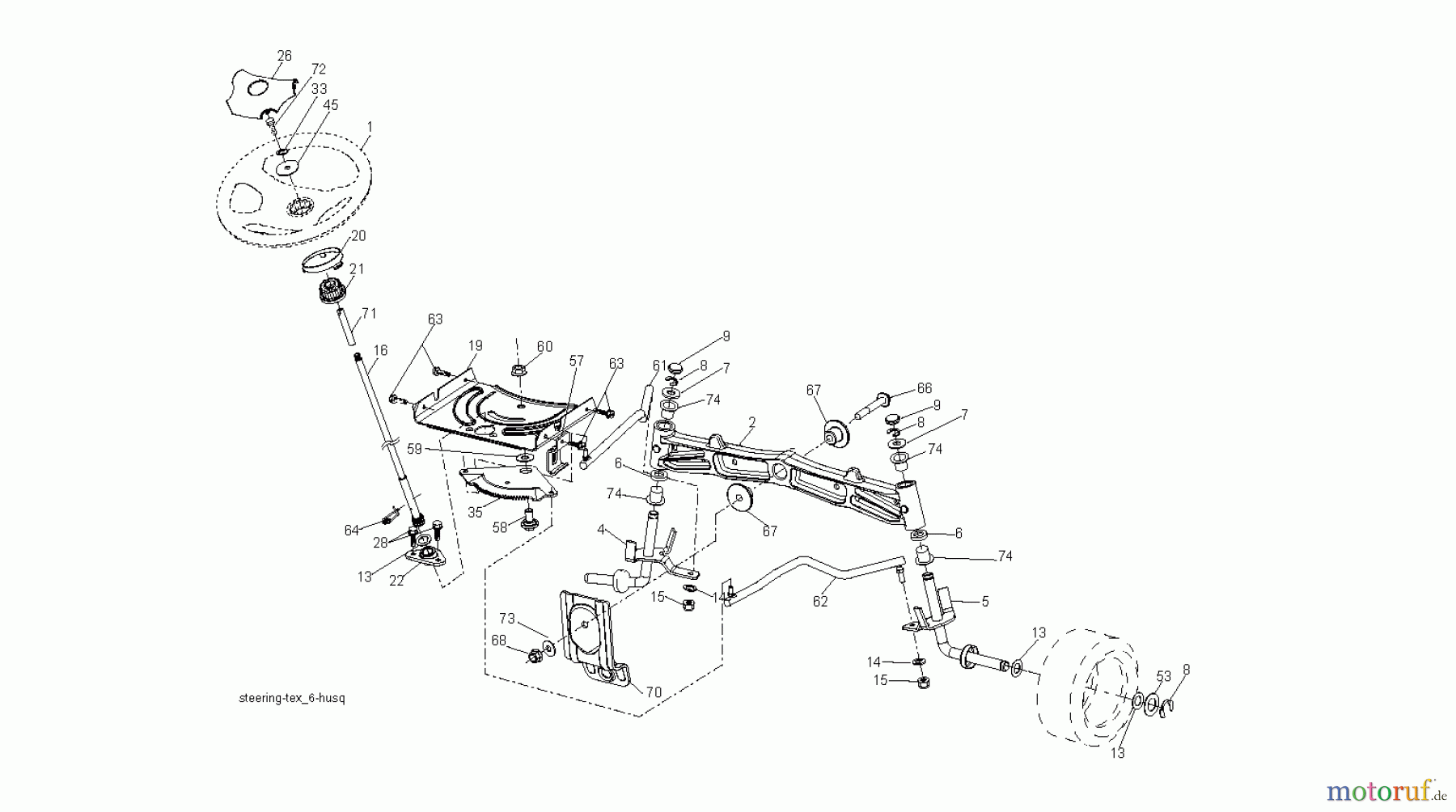 Jonsered Rasen und Garten Traktoren LT2217 A (96041003300) - Jonsered Lawn & Garden Tractor (2007-02) STEERING