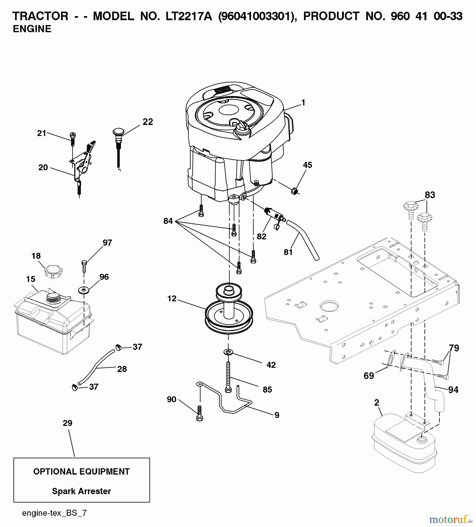 Jonsered Rasen und Garten Traktoren LT2217 A (96041003401) - Jonsered Lawn & Garden Tractor (2007-10) ENGINE