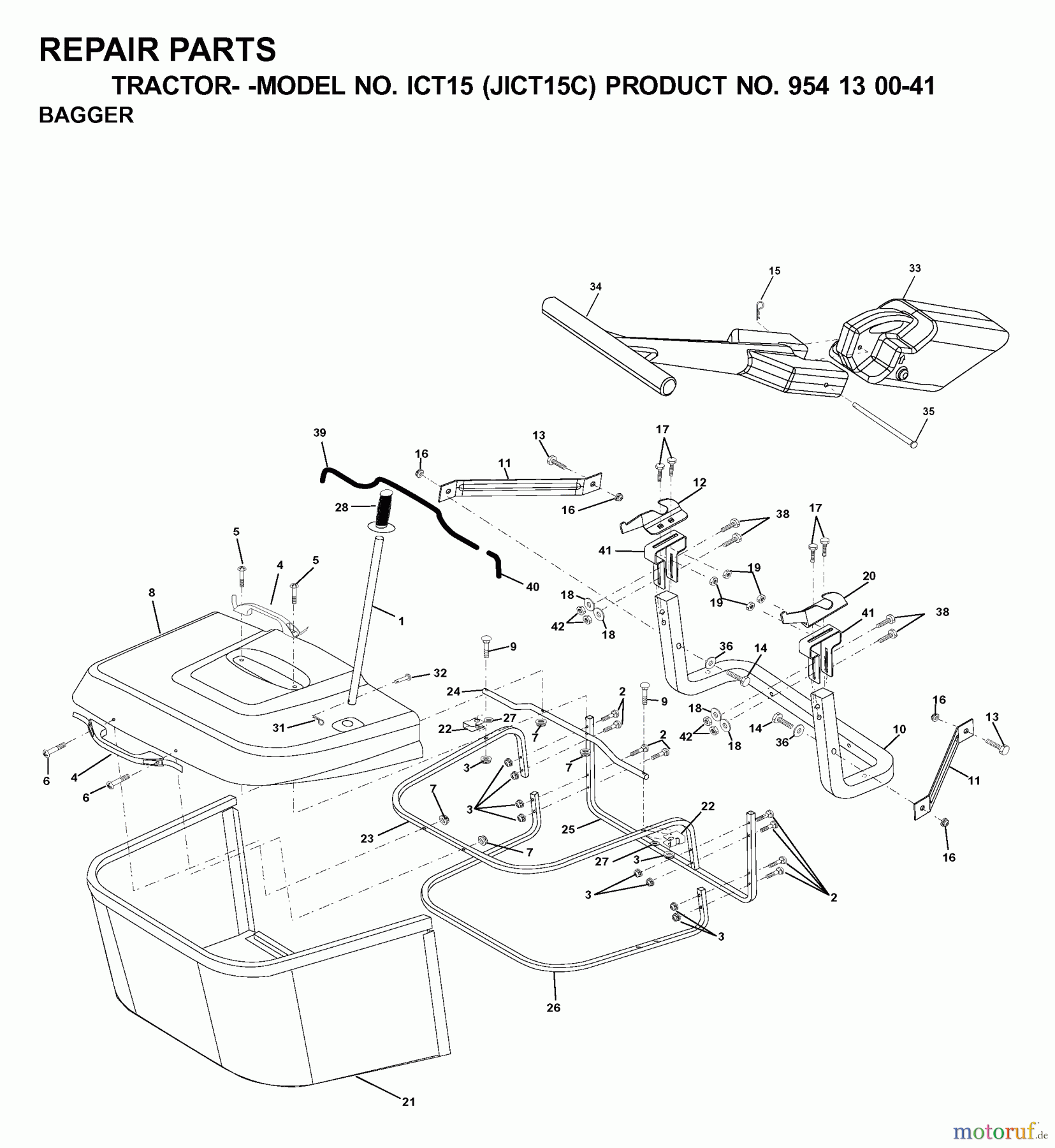 Jonsered Rasen und Garten Traktoren ICT15 (JICT15C, 954130041) - Jonsered Lawn & Garden Tractor (2000-04) BAGGER #2