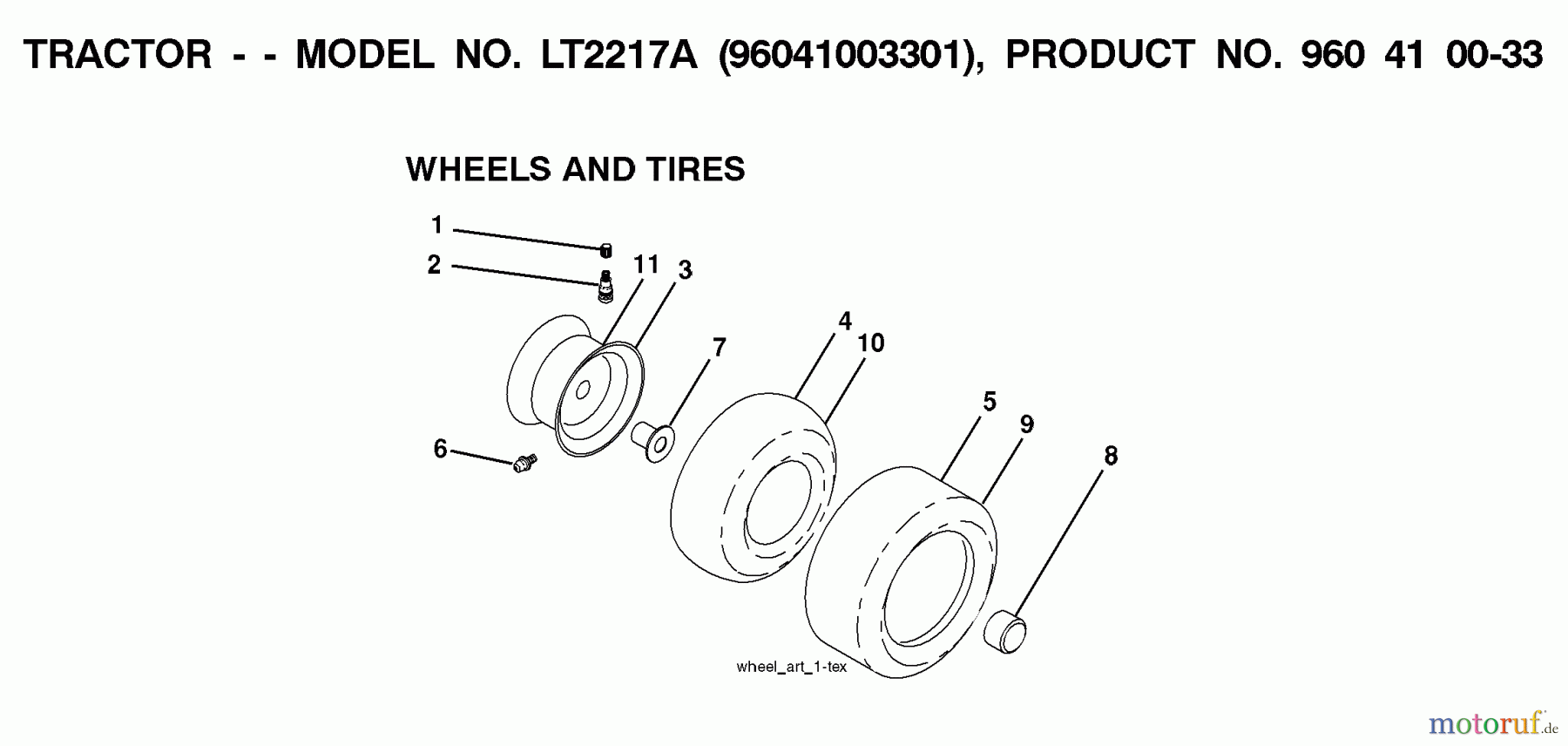 Jonsered Rasen und Garten Traktoren LT2217 A (96041003401) - Jonsered Lawn & Garden Tractor (2007-10) WHEELS TIRES