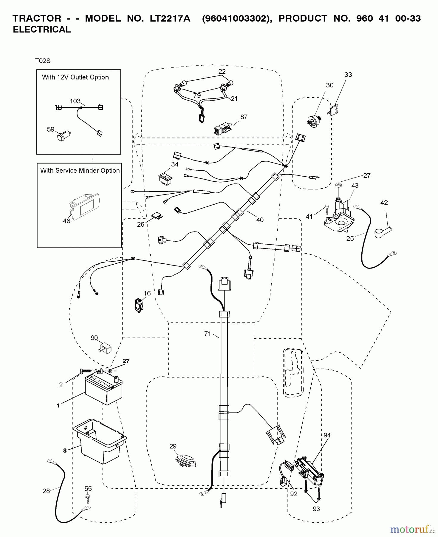Jonsered Rasen und Garten Traktoren LT2217 A (96041003302) - Jonsered Lawn & Garden Tractor (2008-02) ELECTRICAL