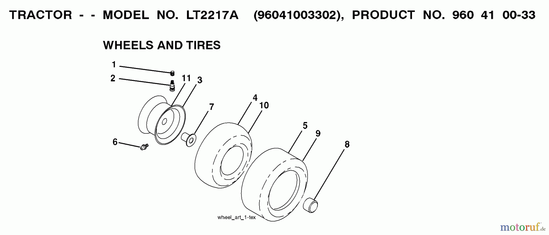 Jonsered Rasen und Garten Traktoren LT2217 A (96041003302) - Jonsered Lawn & Garden Tractor (2008-02) WHEELS TIRES