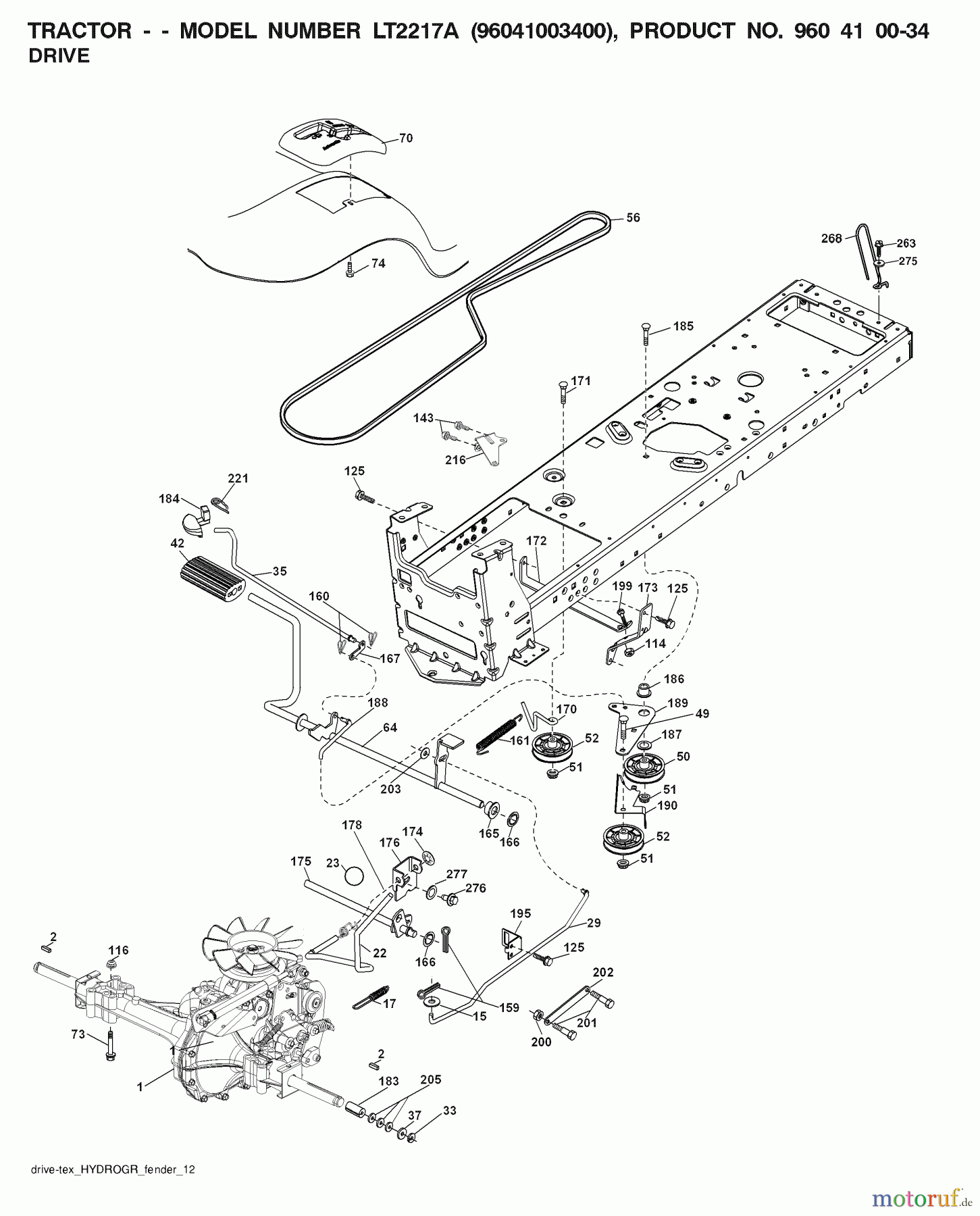 Jonsered Rasen und Garten Traktoren LT2217 A (96041003400) - Jonsered Lawn & Garden Tractor (2007-04) DRIVE