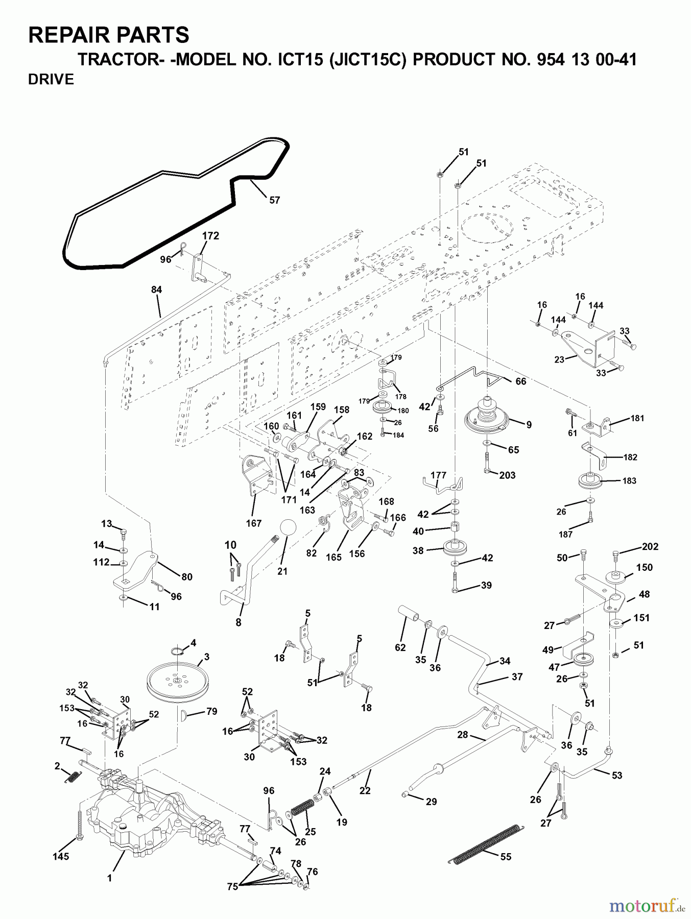 Jonsered Rasen und Garten Traktoren ICT15 (JICT15C, 954130041) - Jonsered Lawn & Garden Tractor (2000-04) DRIVE