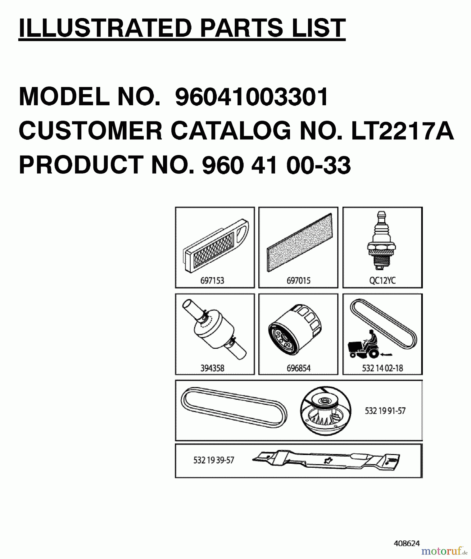 Jonsered Rasen und Garten Traktoren LT2217 A (96041003401) - Jonsered Lawn & Garden Tractor (2007-10) FREQUENTLY USED PARTS