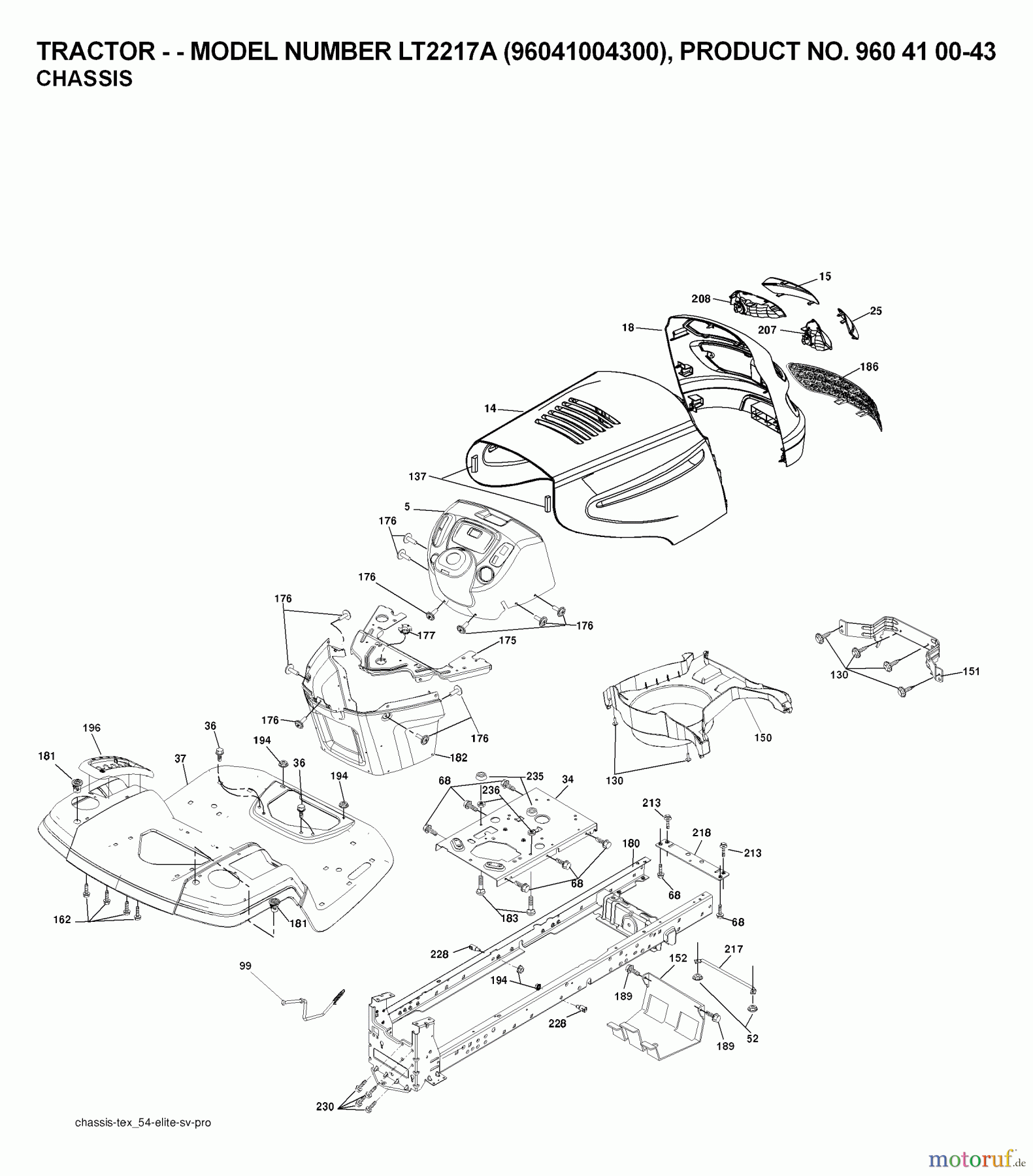 Jonsered Rasen und Garten Traktoren LT2217 A (96041004300) - Jonsered Lawn & Garden Tractor (2007-04) CHASSIS ENCLOSURES