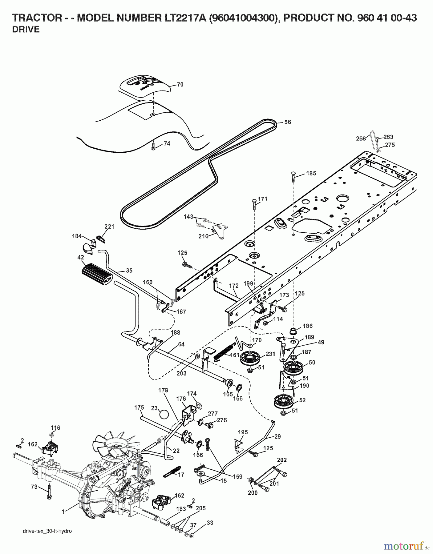 Jonsered Rasen und Garten Traktoren LT2217 A (96041004300) - Jonsered Lawn & Garden Tractor (2007-04) DRIVE