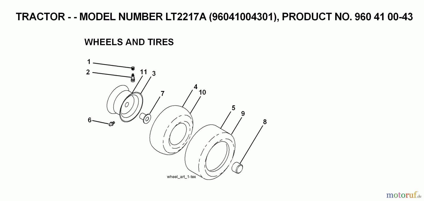 Jonsered Rasen und Garten Traktoren LT2217 A (96041004301) - Jonsered Lawn & Garden Tractor (2008-01) WHEELS TIRES