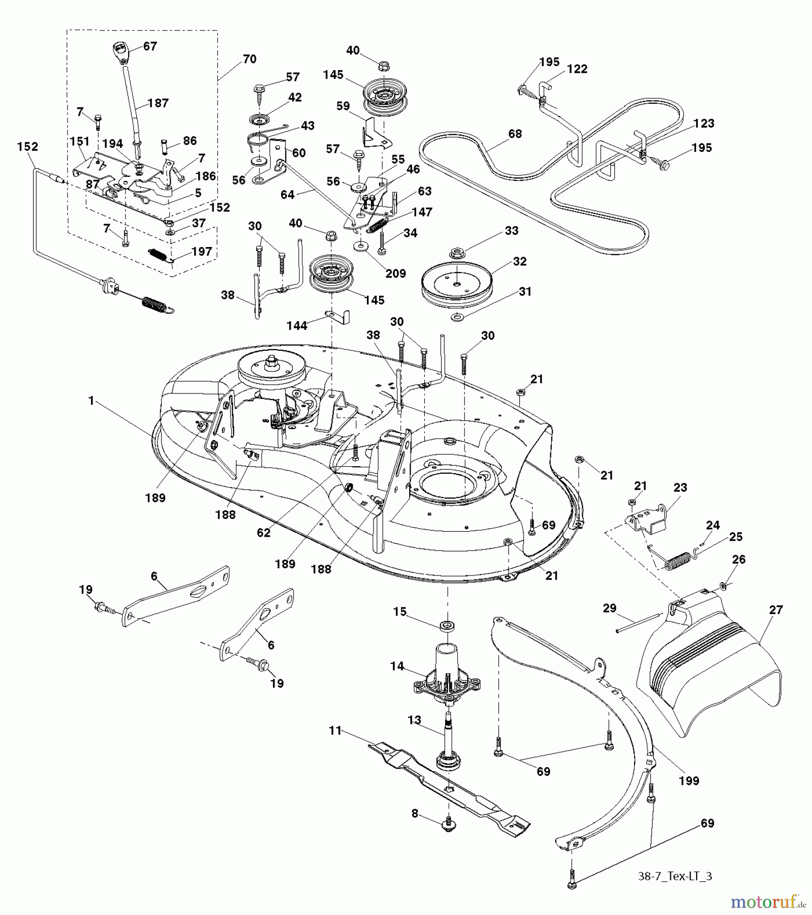 Jonsered Rasen und Garten Traktoren LT2217 A (96041005700) - Jonsered Lawn & Garden Tractor (2007-04) MOWER DECK / CUTTING DECK