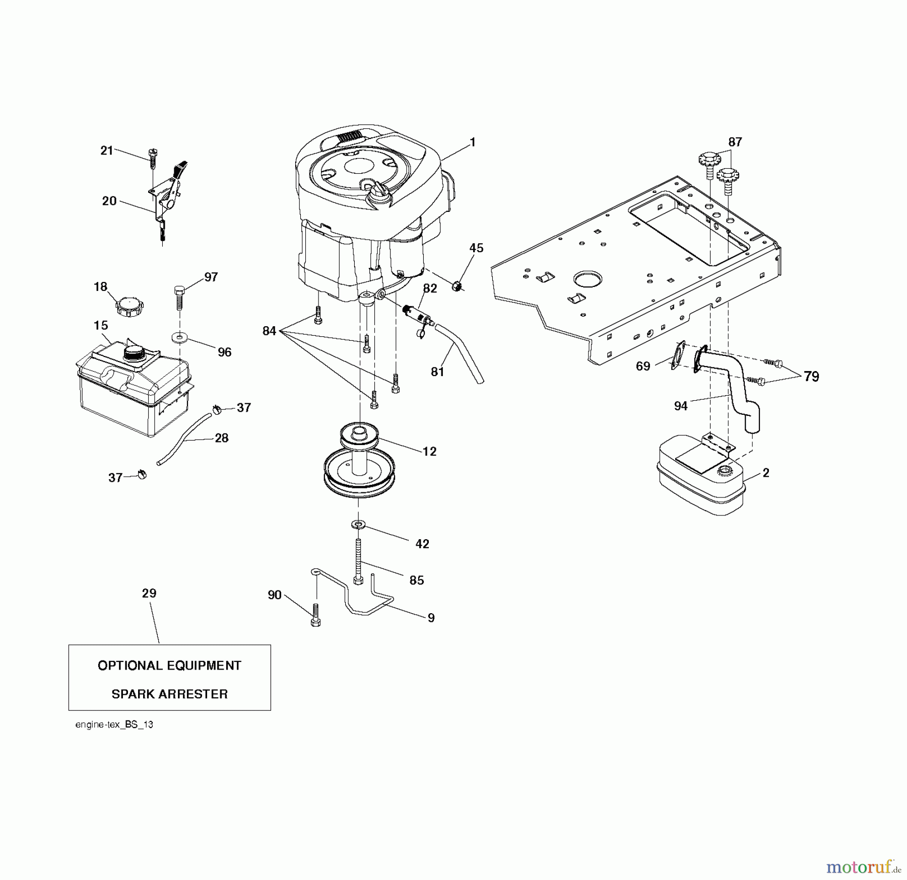  Jonsered Rasen  und Garten Traktoren LT2217 A (96041005701) - Jonsered Lawn & Garden Tractor (2009-03) ENGINE