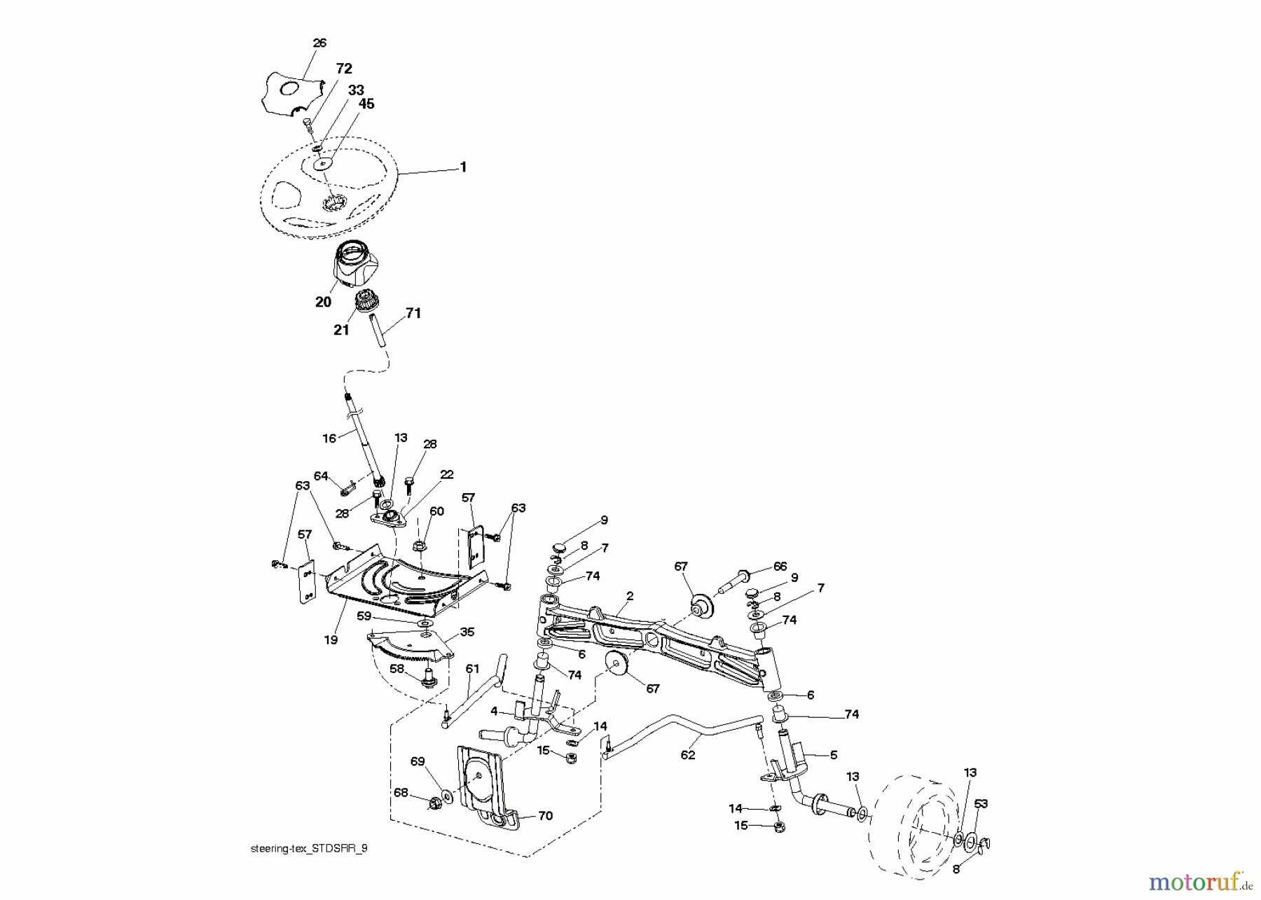  Jonsered Rasen  und Garten Traktoren LT2217 A (96041005701) - Jonsered Lawn & Garden Tractor (2009-03) STEERING