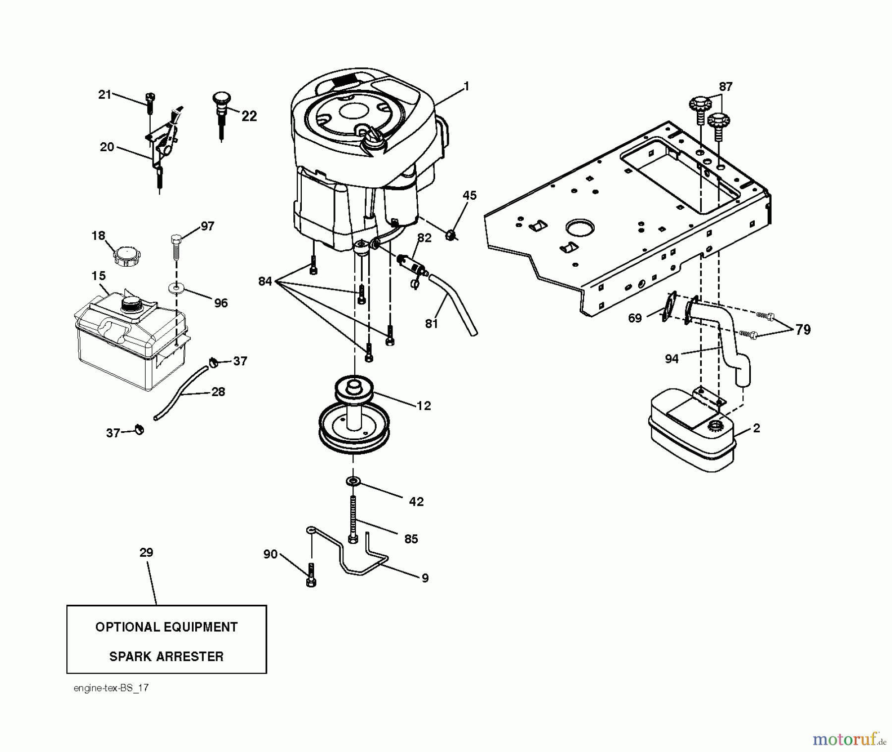 Jonsered Rasen und Garten Traktoren LT2217 A (96041010300) - Jonsered Lawn & Garden Tractor (2009-01) ENGINE