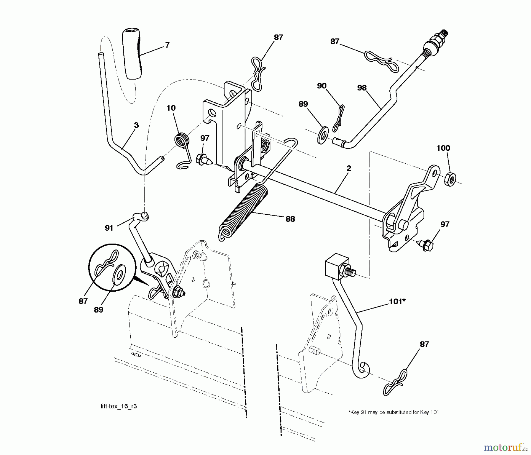  Jonsered Rasen  und Garten Traktoren LT2217 A (96041010300) - Jonsered Lawn & Garden Tractor (2009-01) MOWER LIFT / DECK LIFT