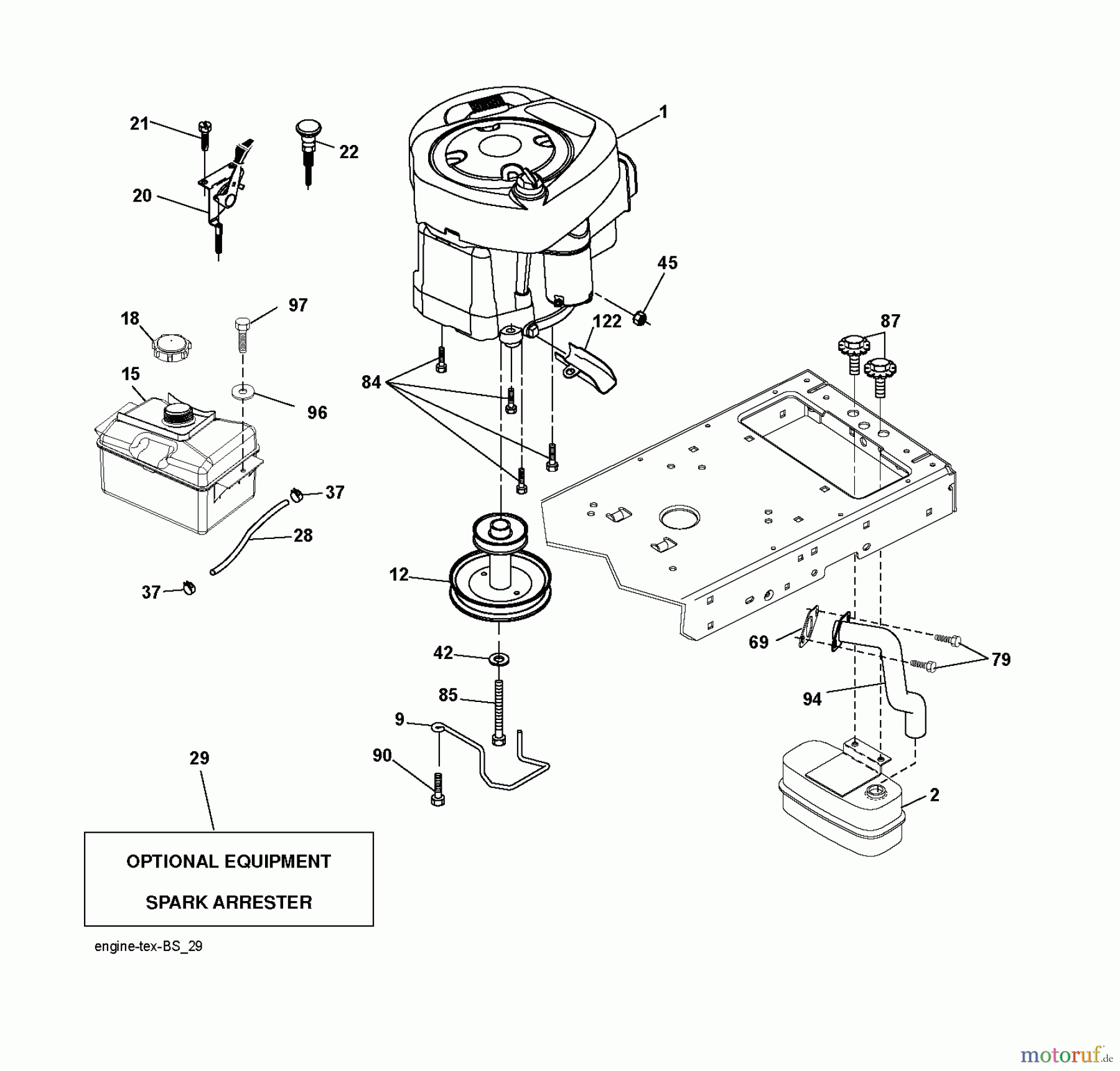 Jonsered Rasen und Garten Traktoren LT2217 A (96041010301) - Jonsered Lawn & Garden Tractor (2009-10) ENGINE