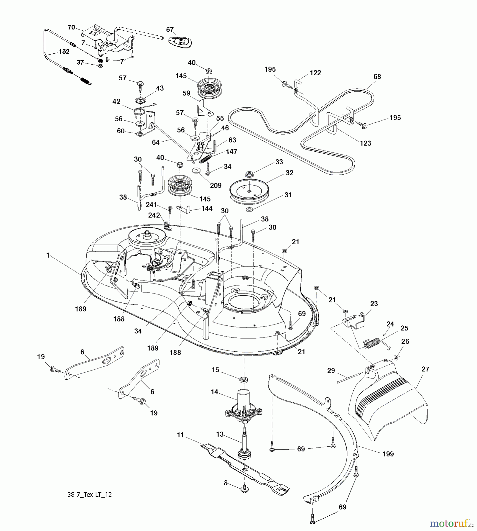 Jonsered Rasen und Garten Traktoren LT2217 A (96041010301) - Jonsered Lawn & Garden Tractor (2009-10) MOWER DECK / CUTTING DECK