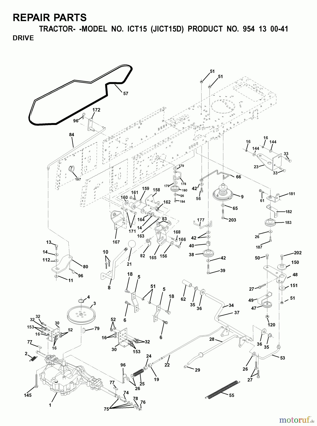 Jonsered Rasen und Garten Traktoren ICT15 (JICT15D, 954130041) - Jonsered Lawn & Garden Tractor (2001-01) DRIVE
