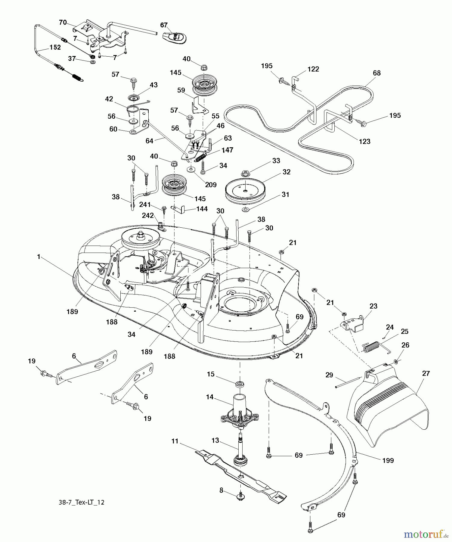Jonsered Rasen und Garten Traktoren LT2217 A (96041010302) - Jonsered Lawn & Garden Tractor (2010-03) MOWER DECK / CUTTING DECK