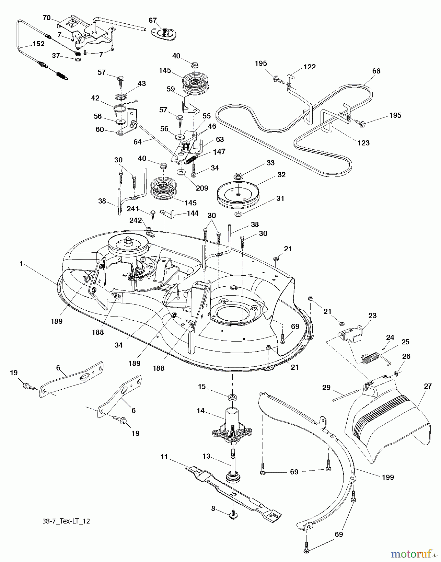 Jonsered Rasen und Garten Traktoren LT2217 A (96041010303) - Jonsered Lawn & Garden Tractor (2010-10) MOWER DECK / CUTTING DECK