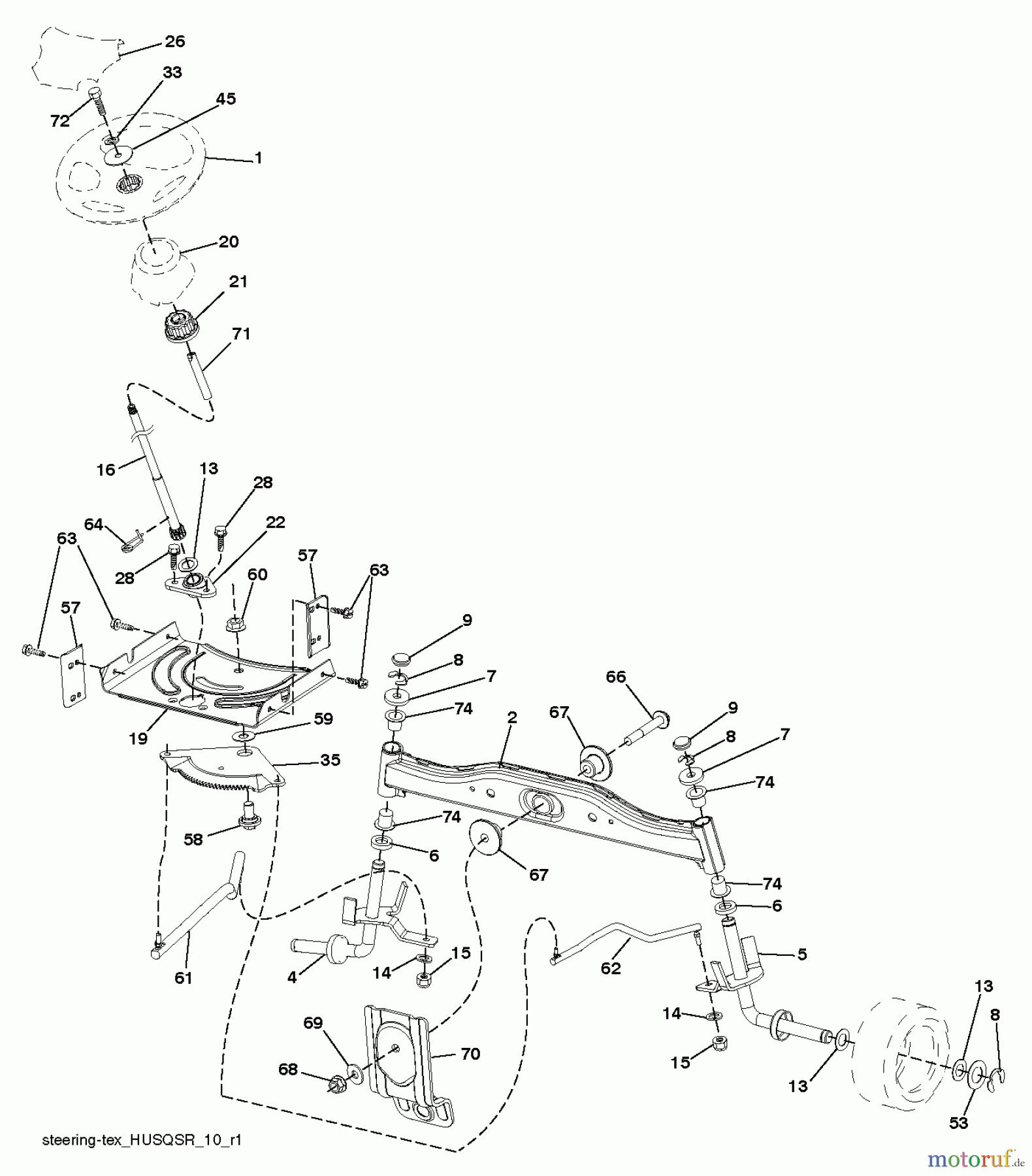 Jonsered Rasen und Garten Traktoren LT2217 A (96041010303) - Jonsered Lawn & Garden Tractor (2010-10) STEERING
