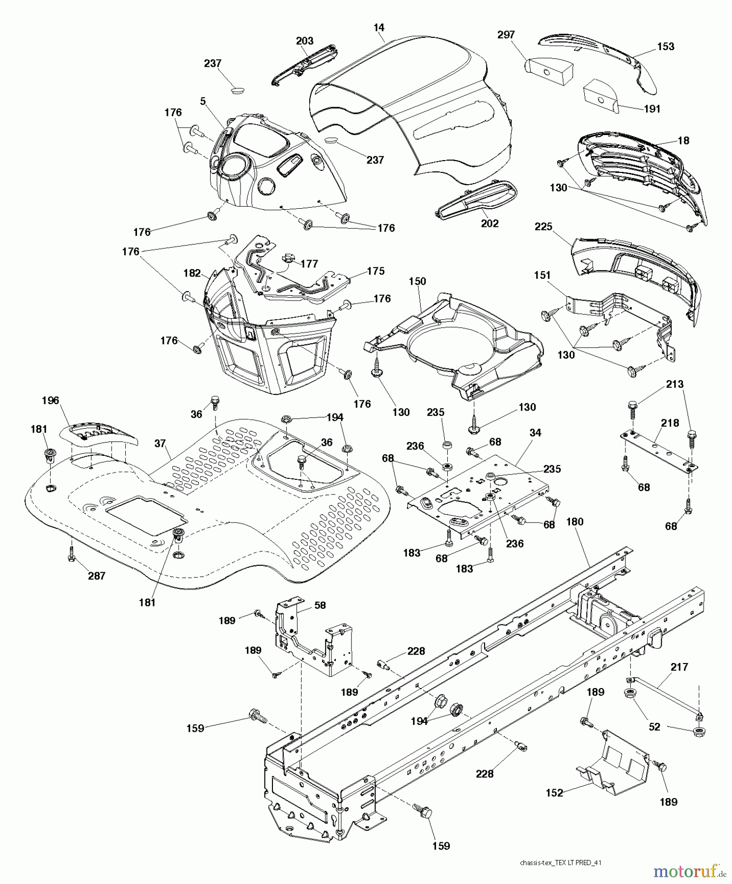 Jonsered Rasen und Garten Traktoren LT2217 A (96041010306) - Jonsered Lawn & Garden Tractor (2012-08) CHASSIS ENCLOSURES